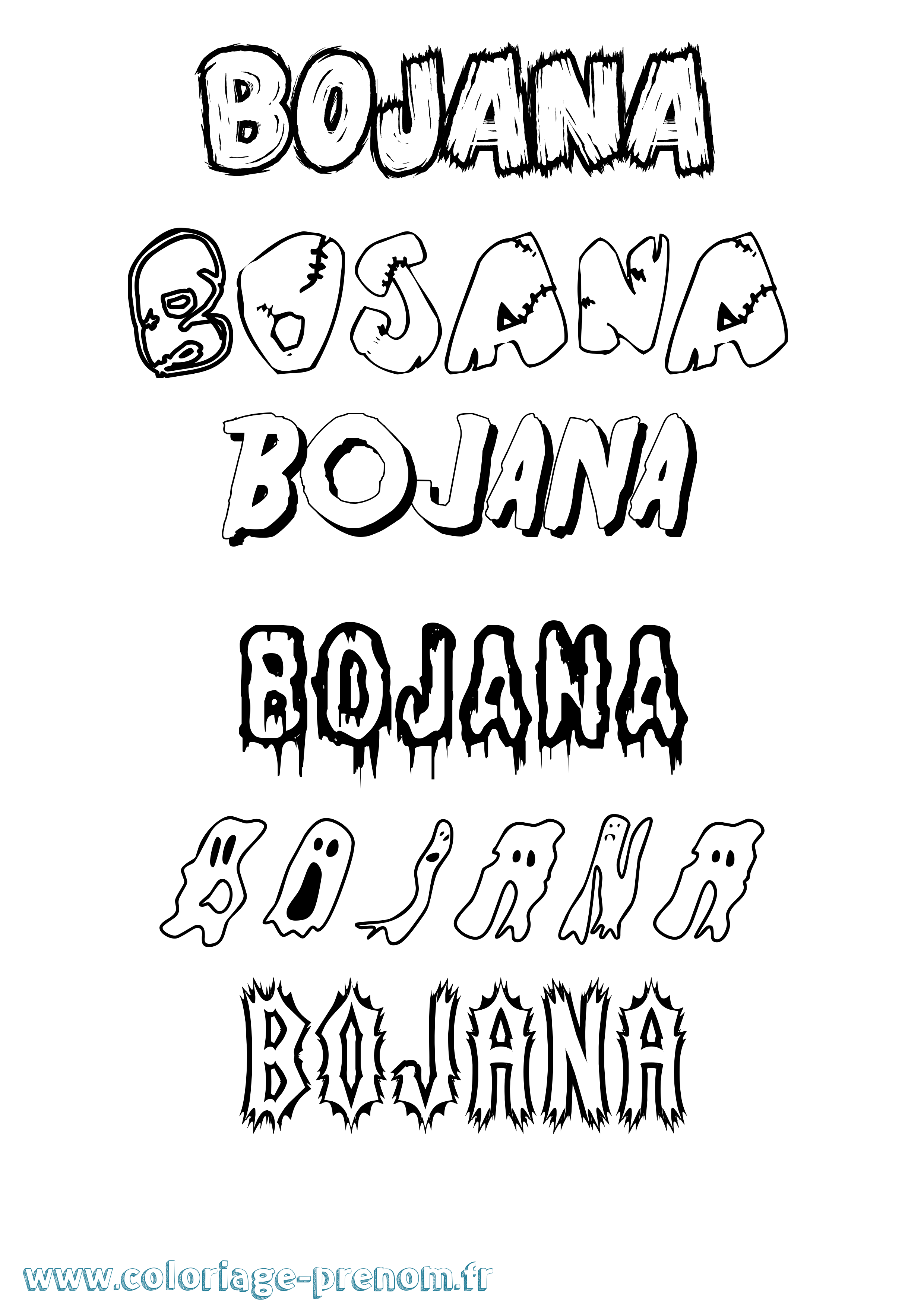 Coloriage prénom Bojana Frisson