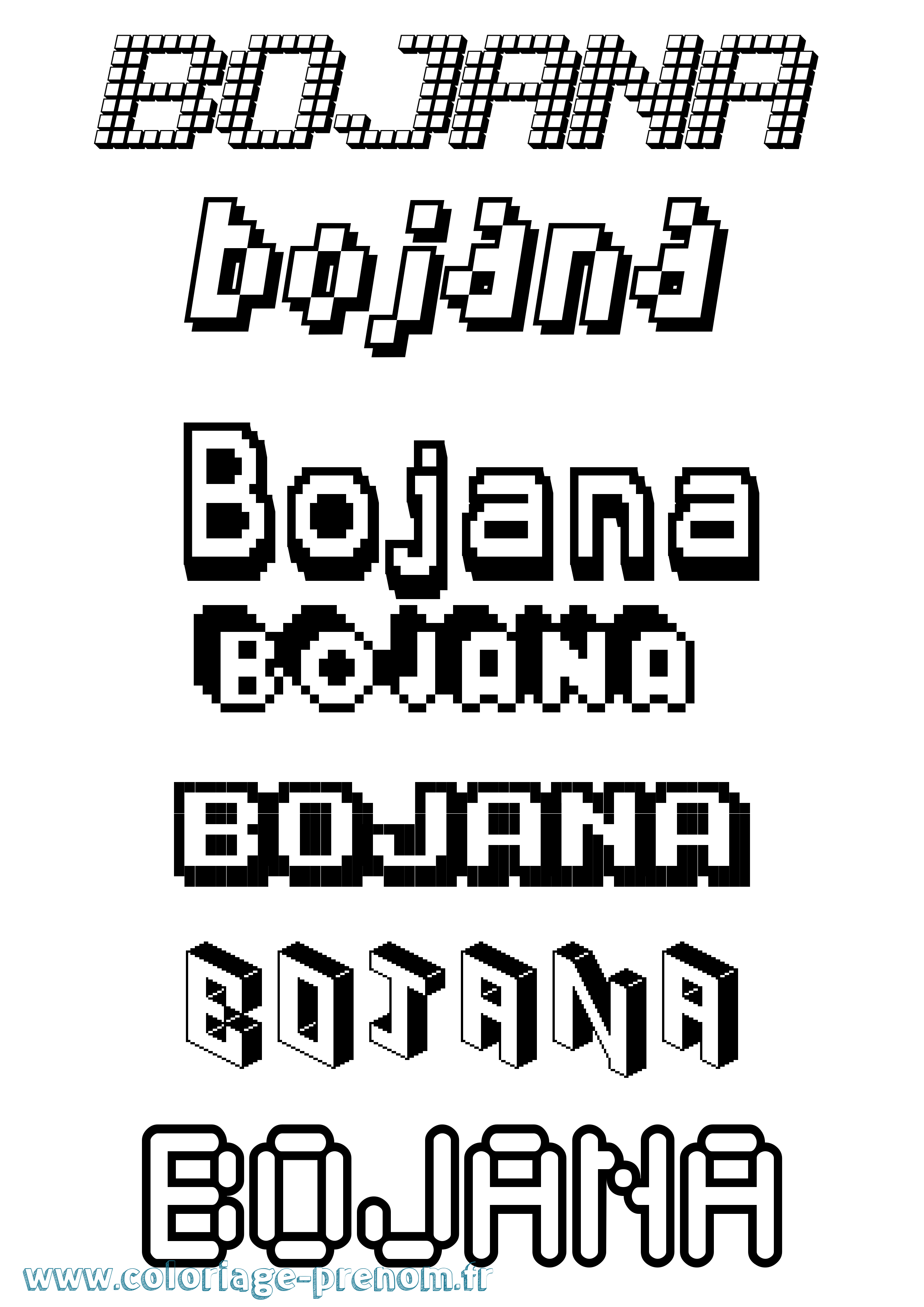 Coloriage prénom Bojana Pixel