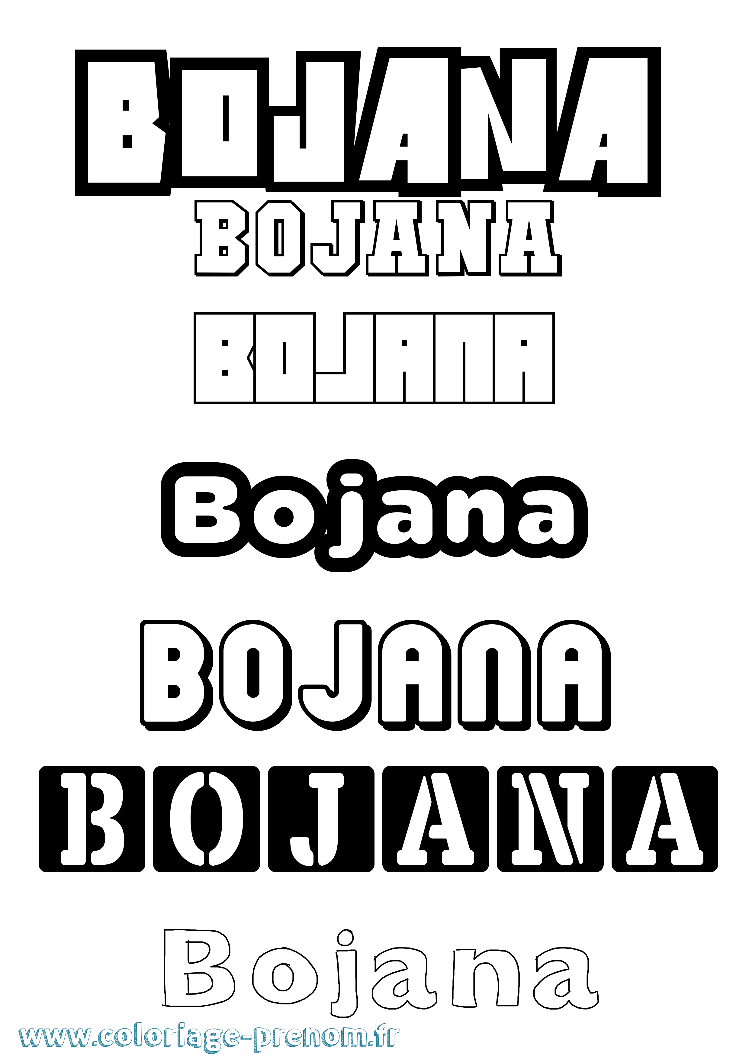 Coloriage prénom Bojana Simple