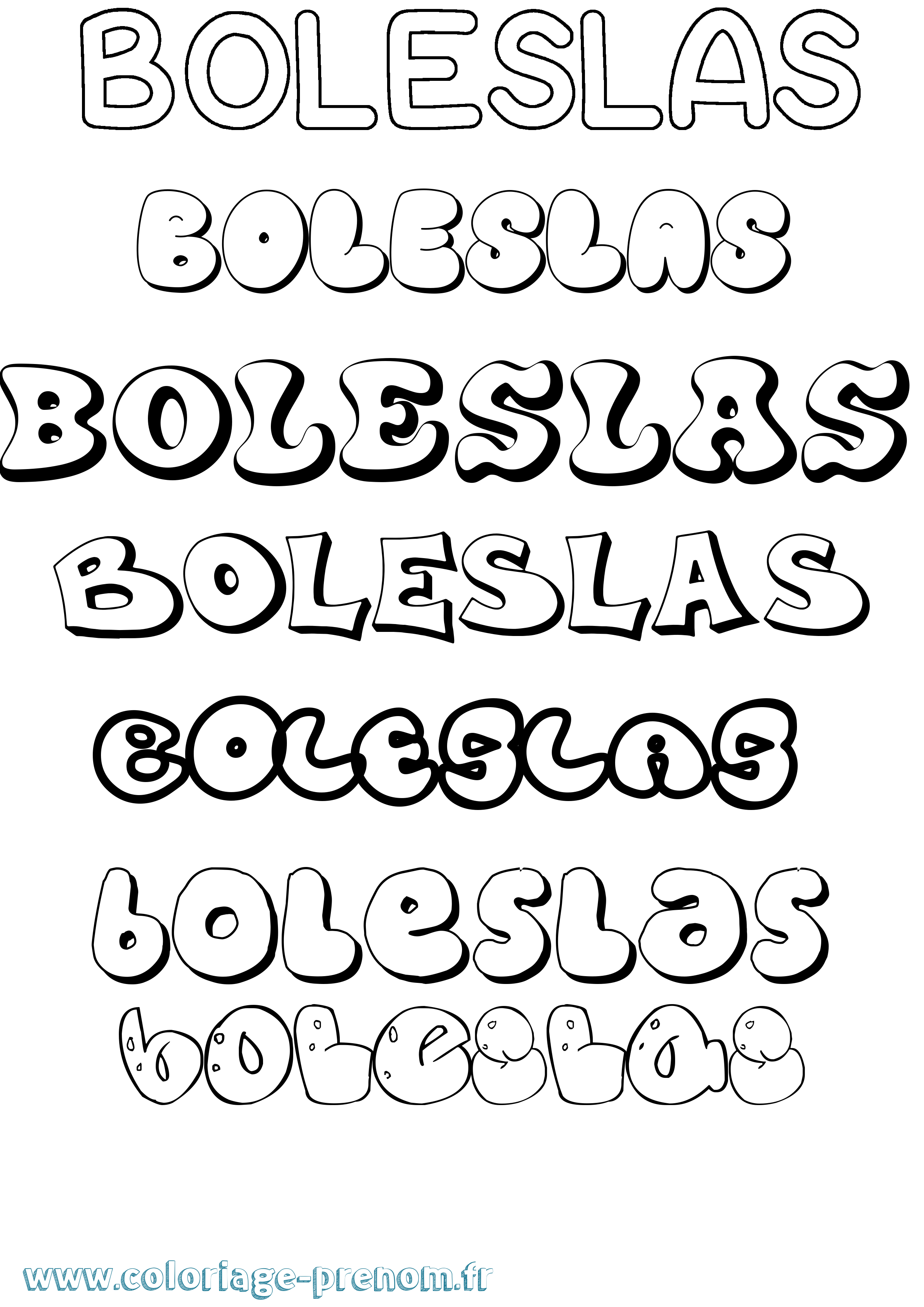 Coloriage prénom Boleslas Bubble