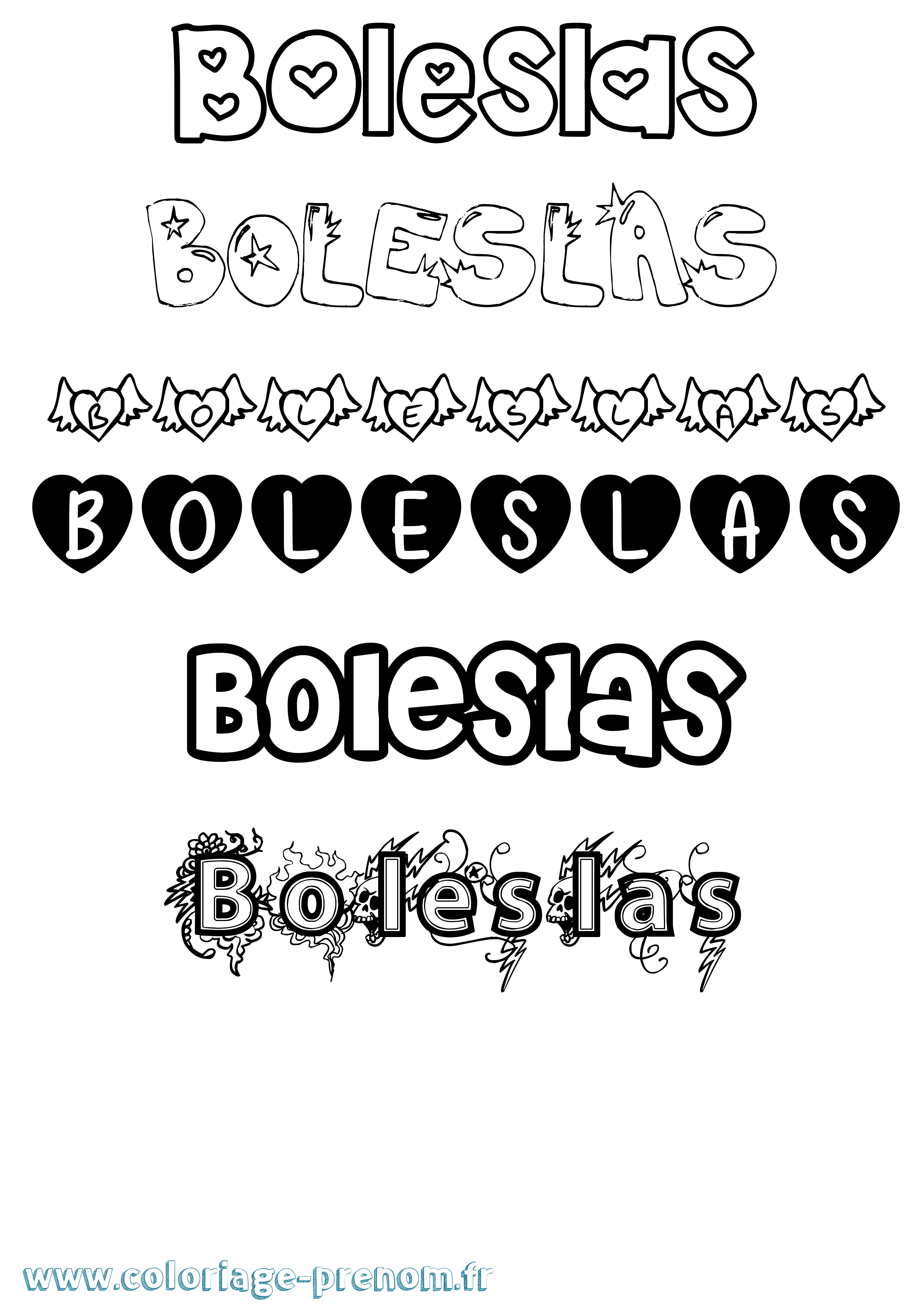 Coloriage prénom Boleslas Girly