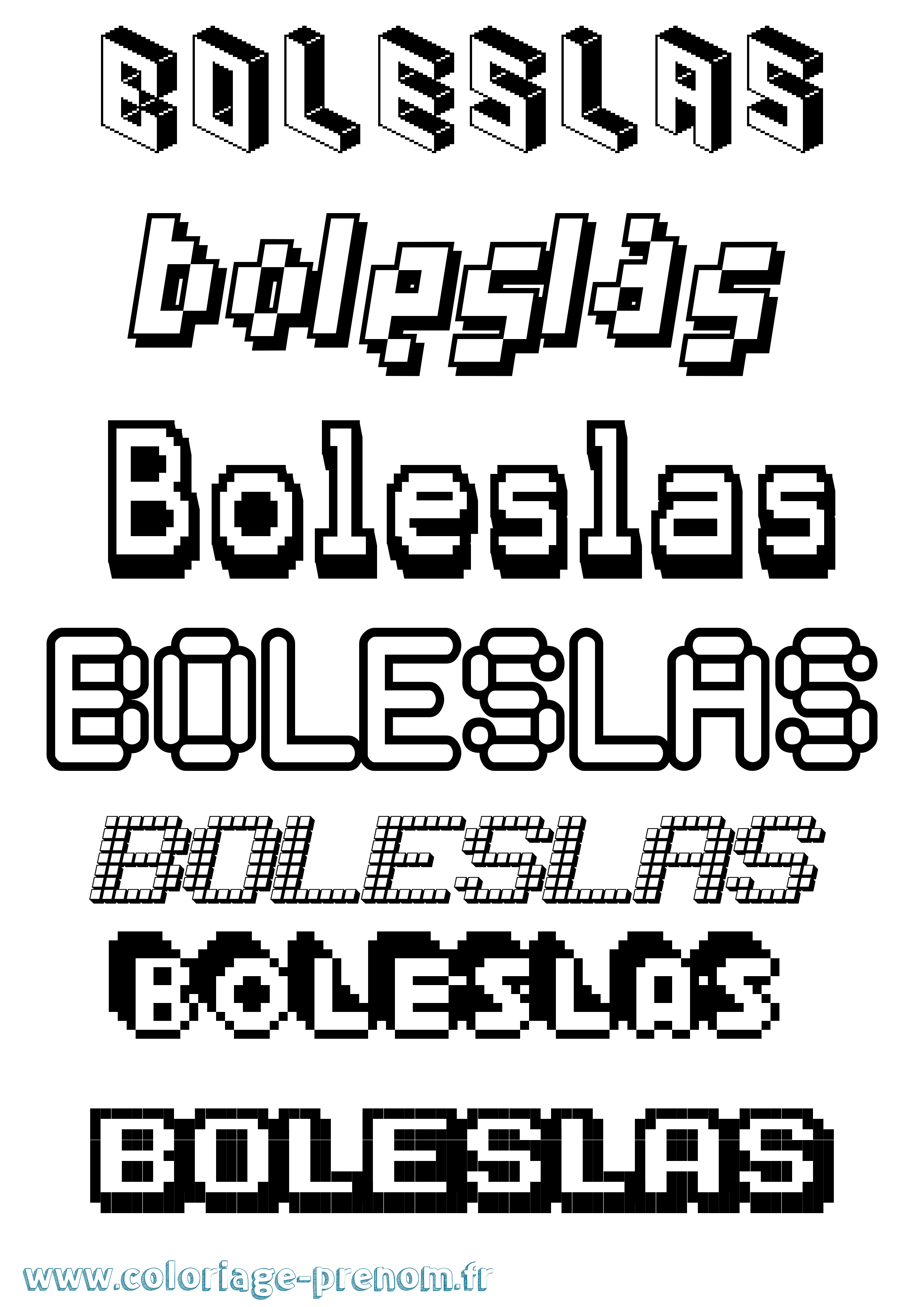 Coloriage prénom Boleslas Pixel