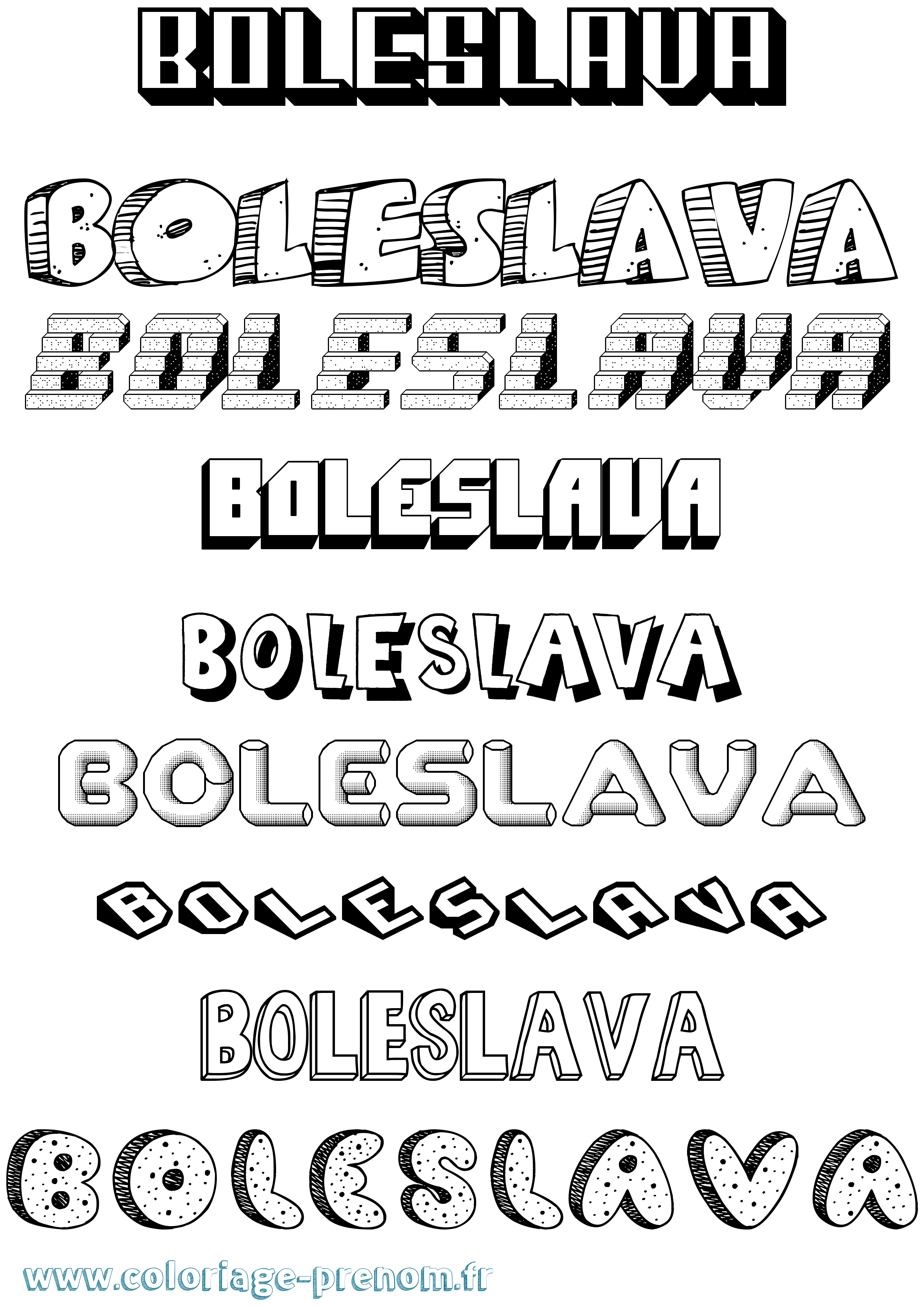 Coloriage prénom Boleslava Effet 3D