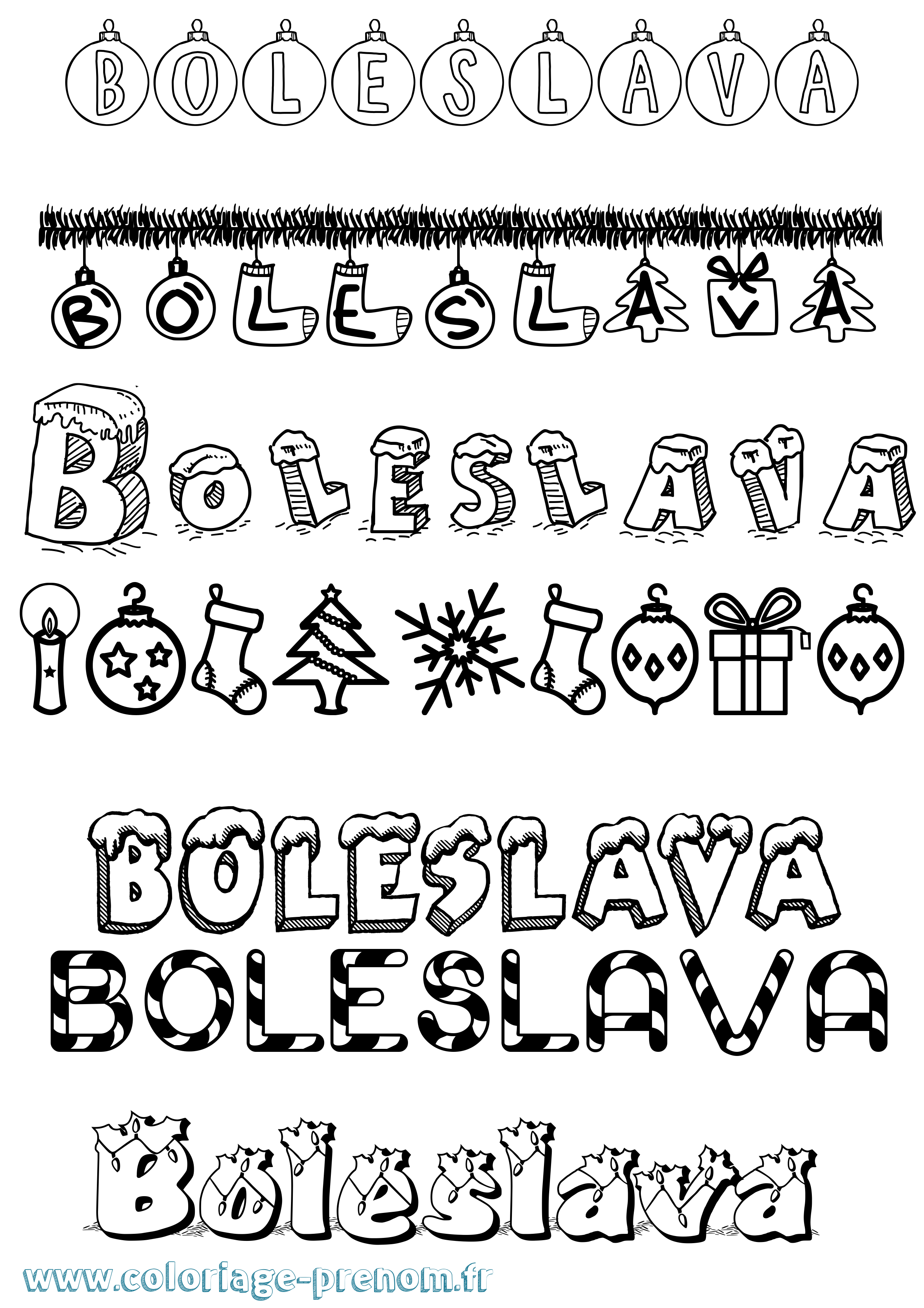 Coloriage prénom Boleslava Noël