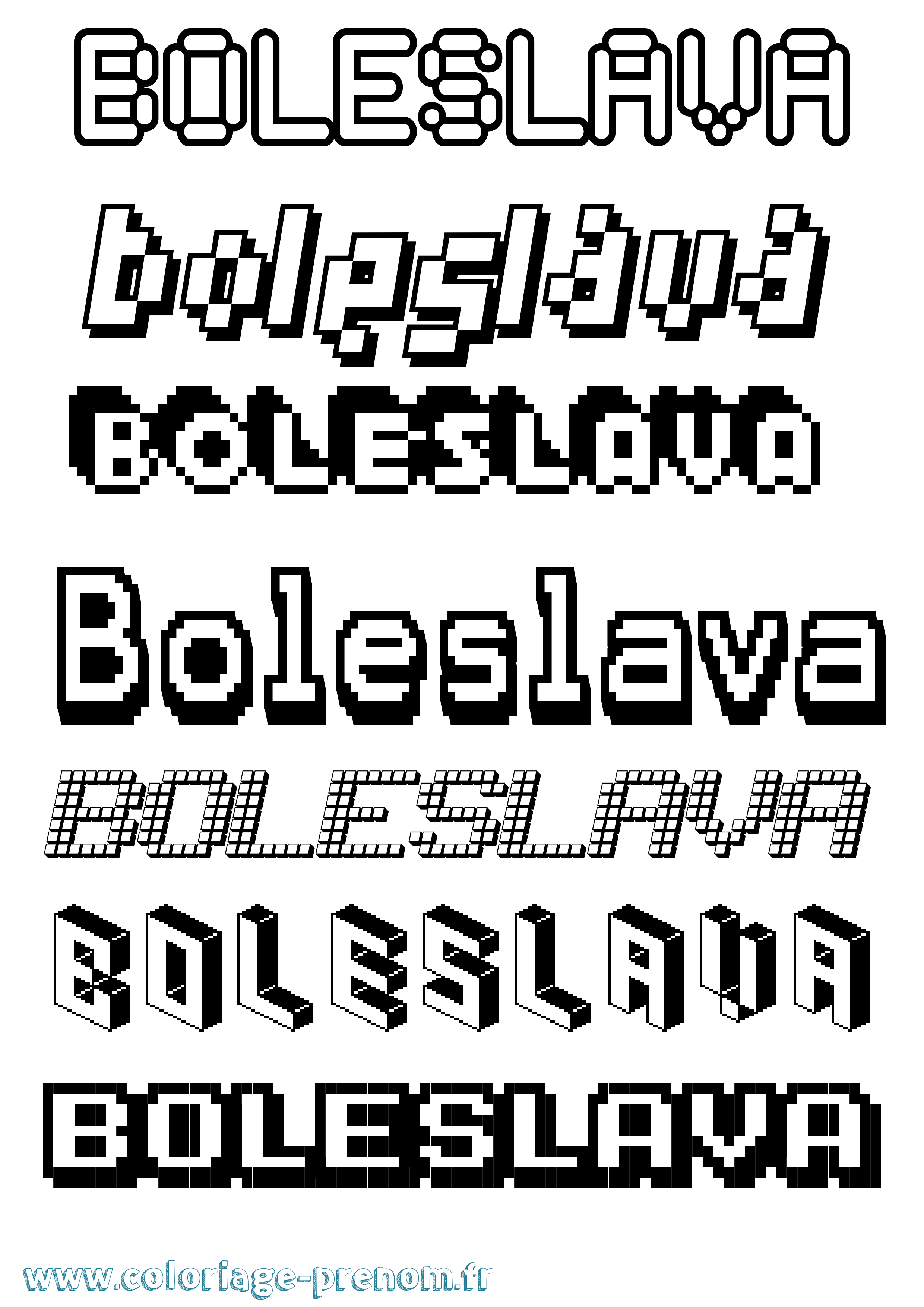 Coloriage prénom Boleslava Pixel