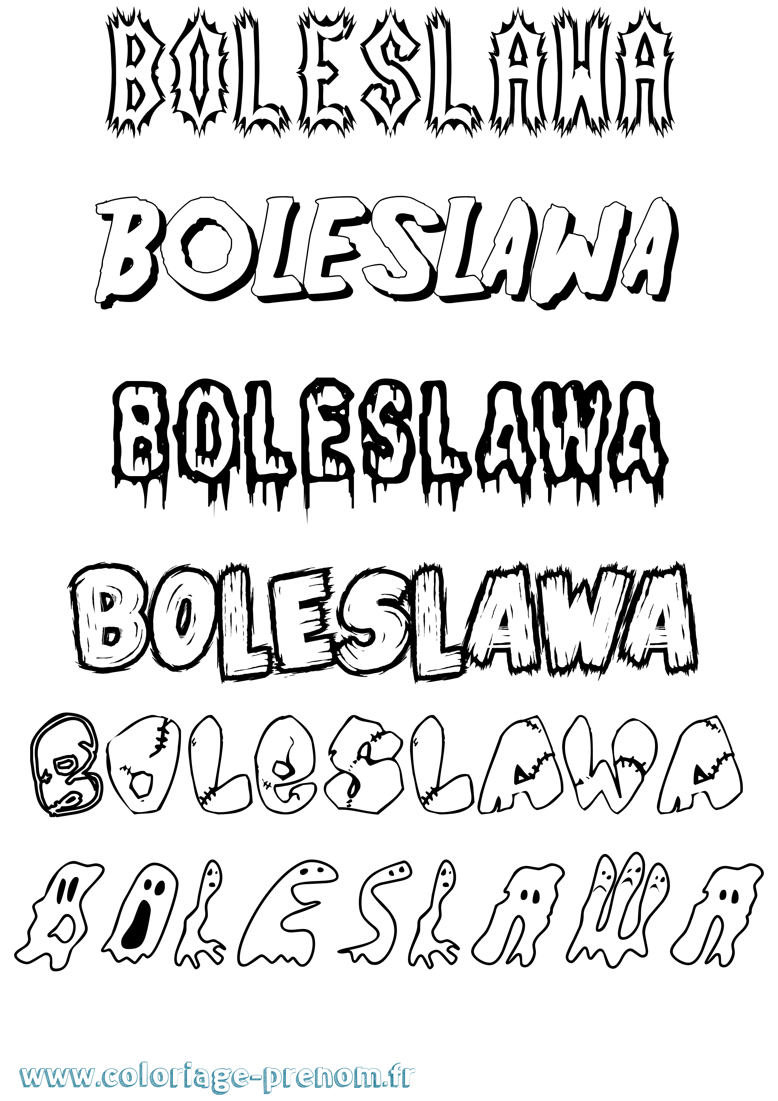 Coloriage Boleslawa Frisson Coloriage prénom Boleslawa Frisson