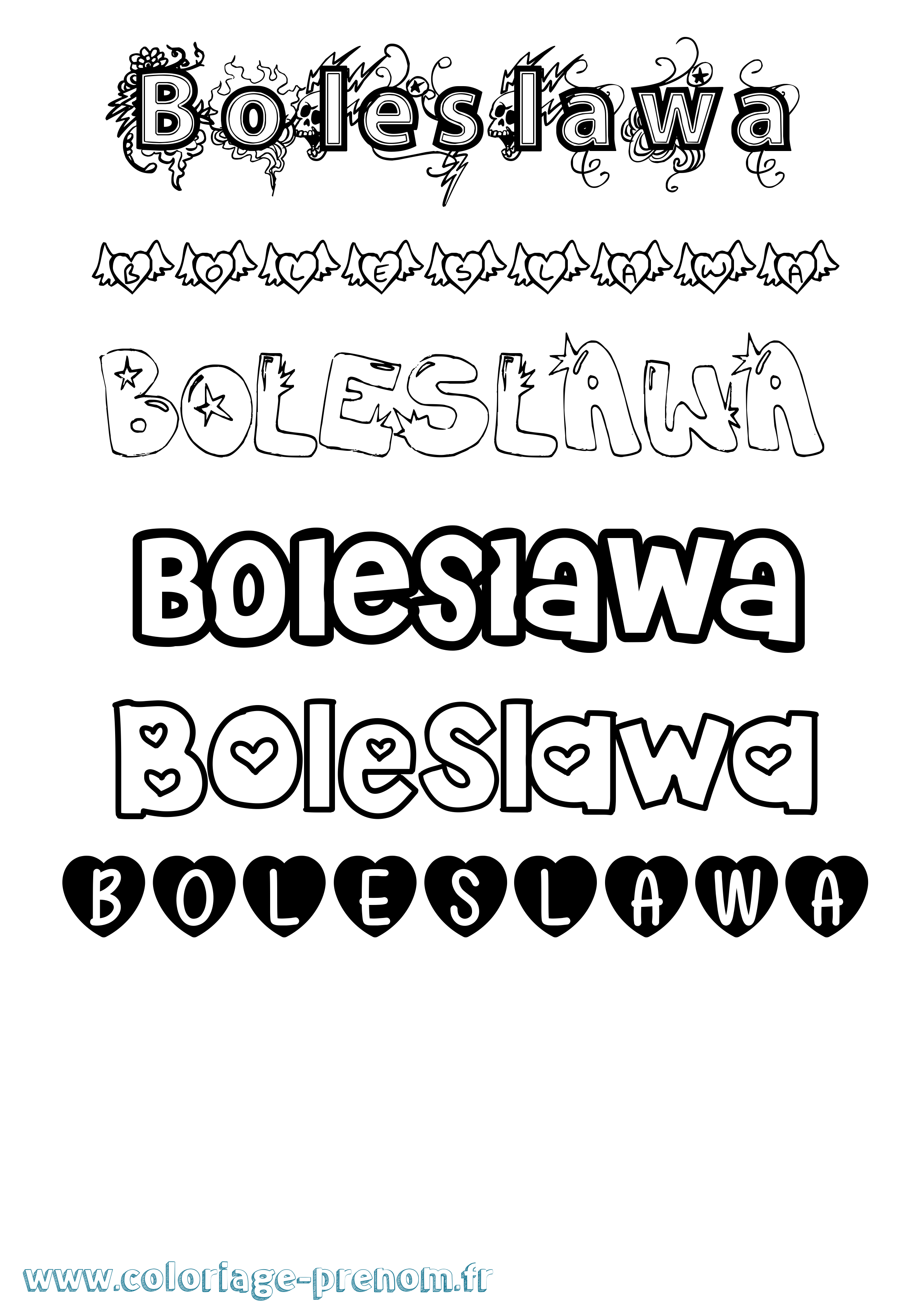 Coloriage Boleslawa Girly Coloriage prénom Boleslawa Girly