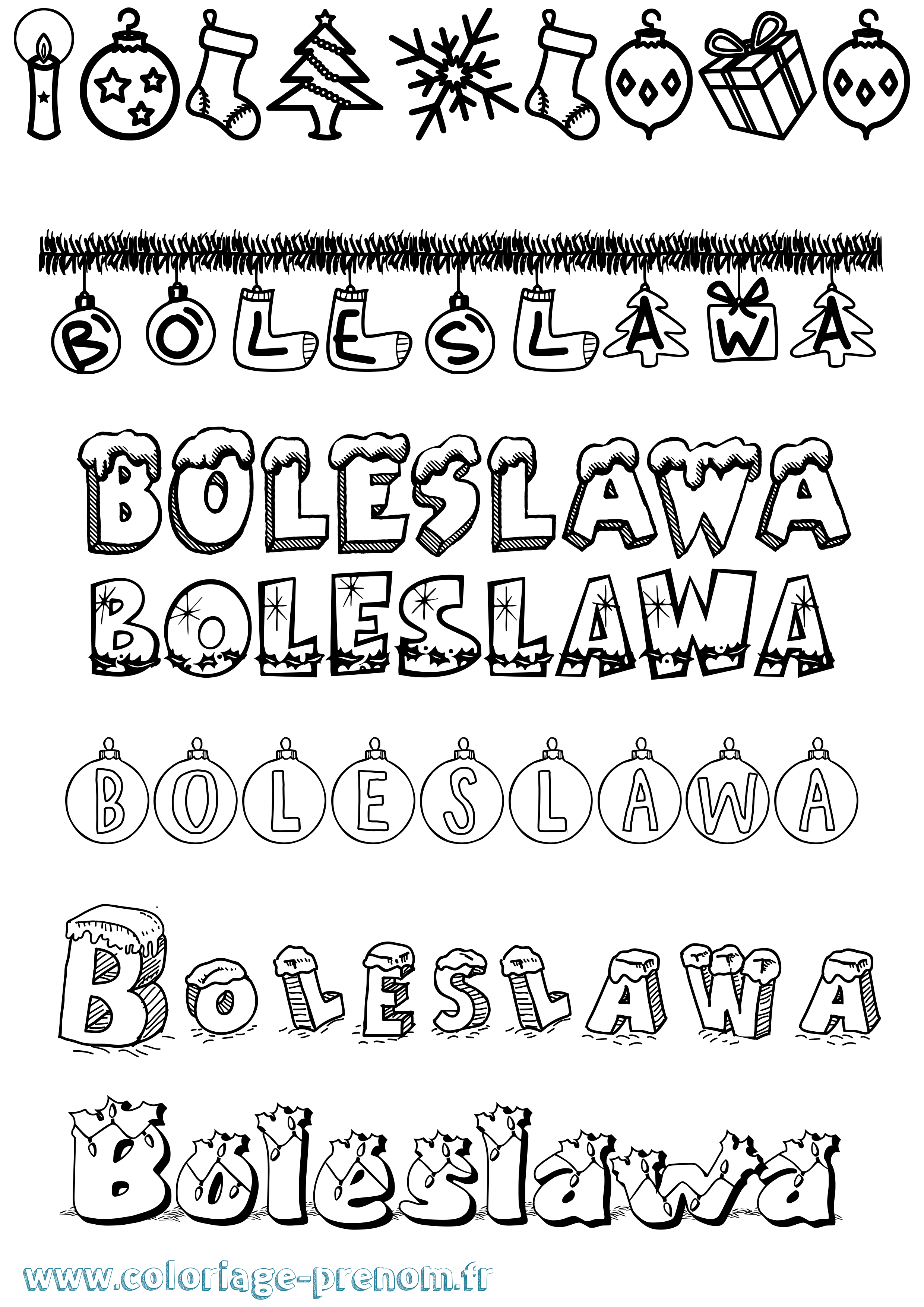 Coloriage Boleslawa Noël Coloriage prénom Boleslawa Noël
