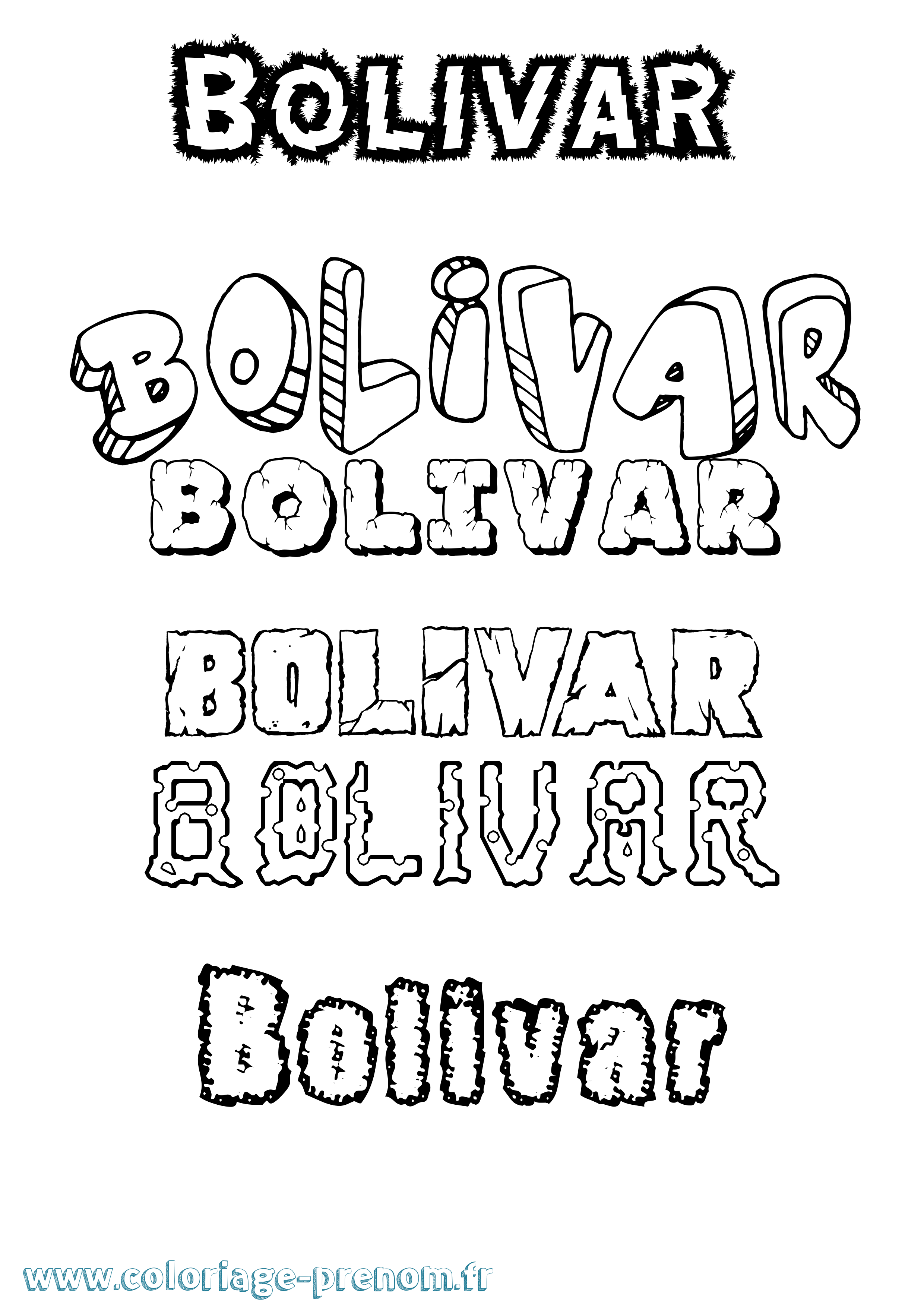 Coloriage prénom Bolivar Destructuré