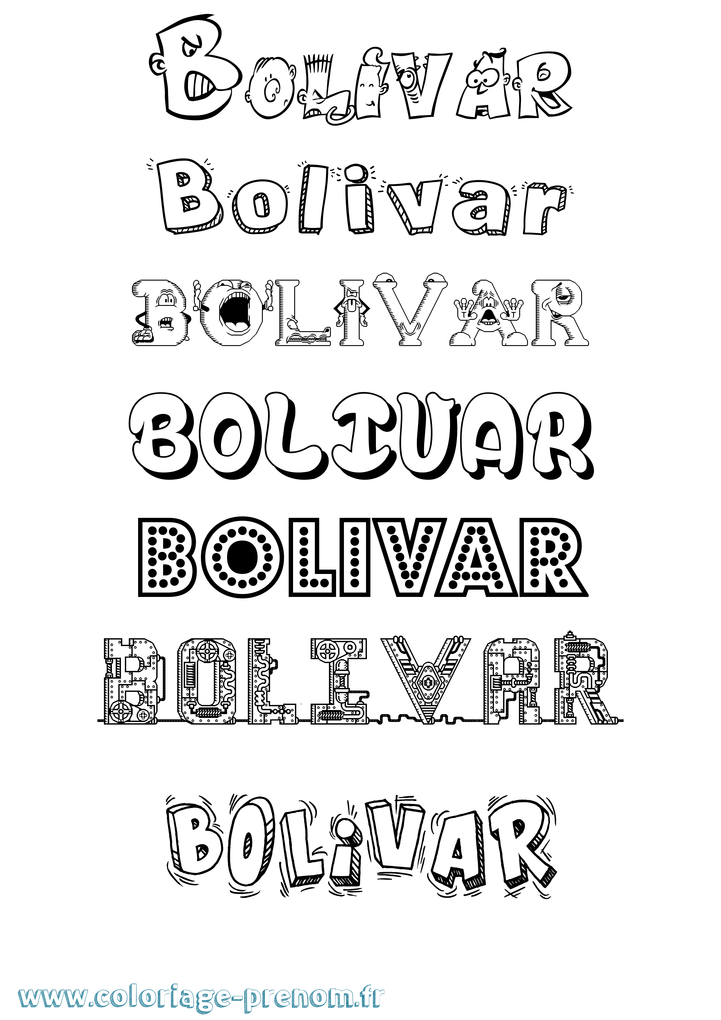 Coloriage prénom Bolivar Fun