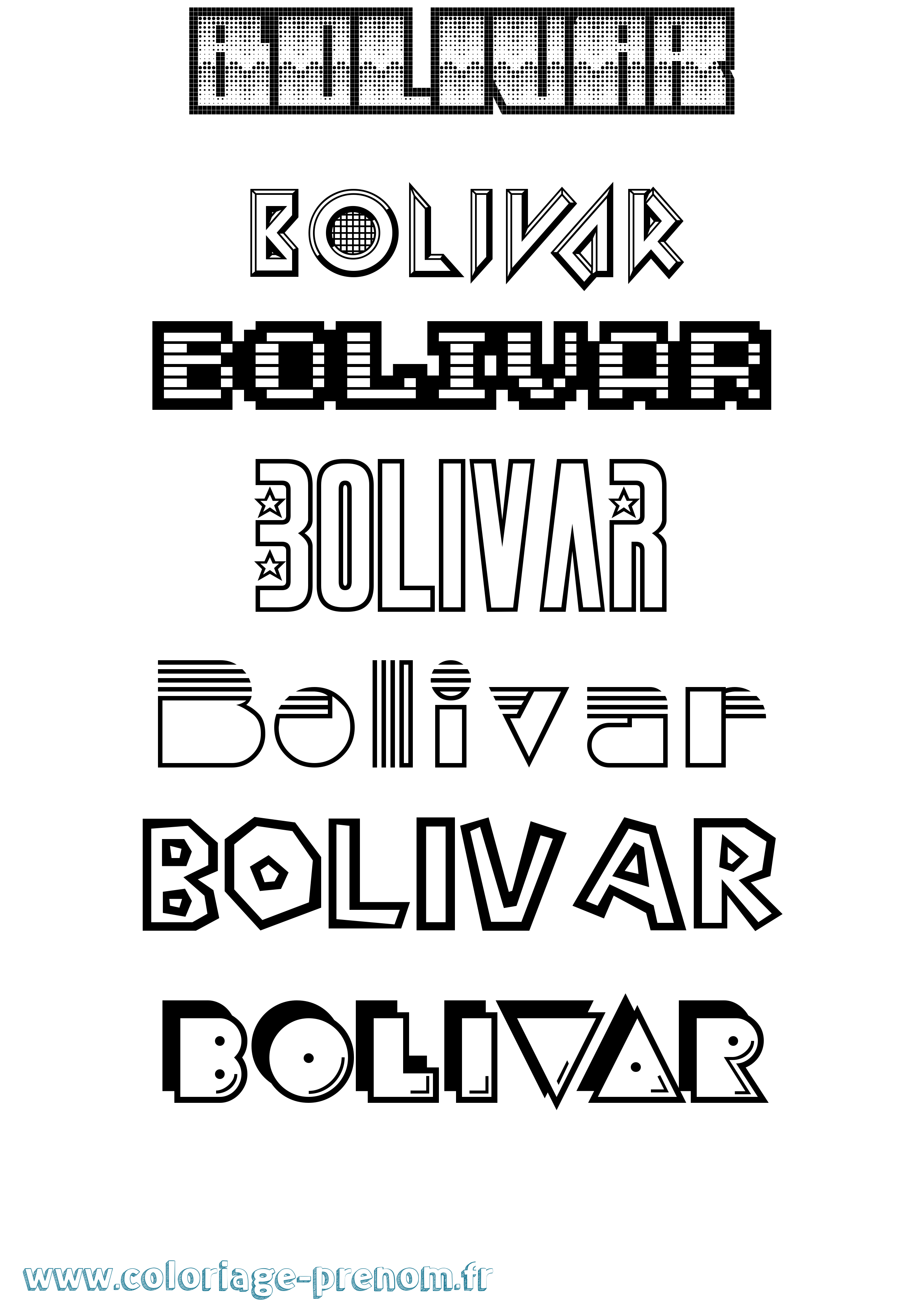 Coloriage prénom Bolivar Jeux Vidéos