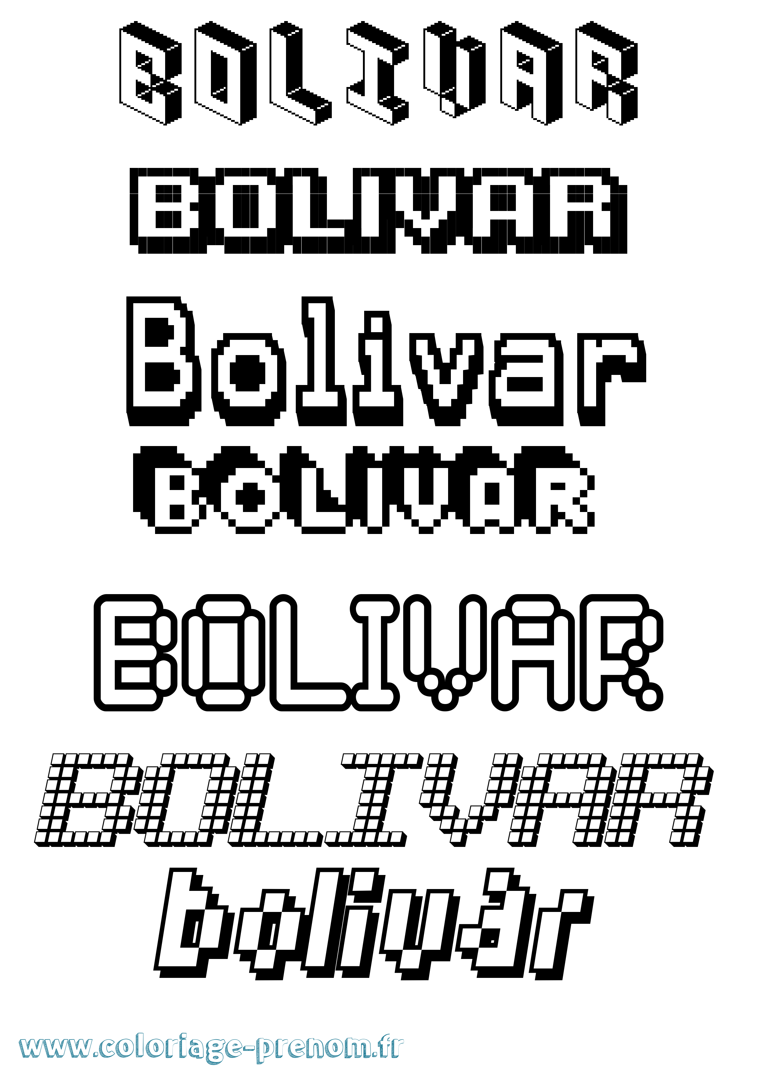 Coloriage prénom Bolivar Pixel