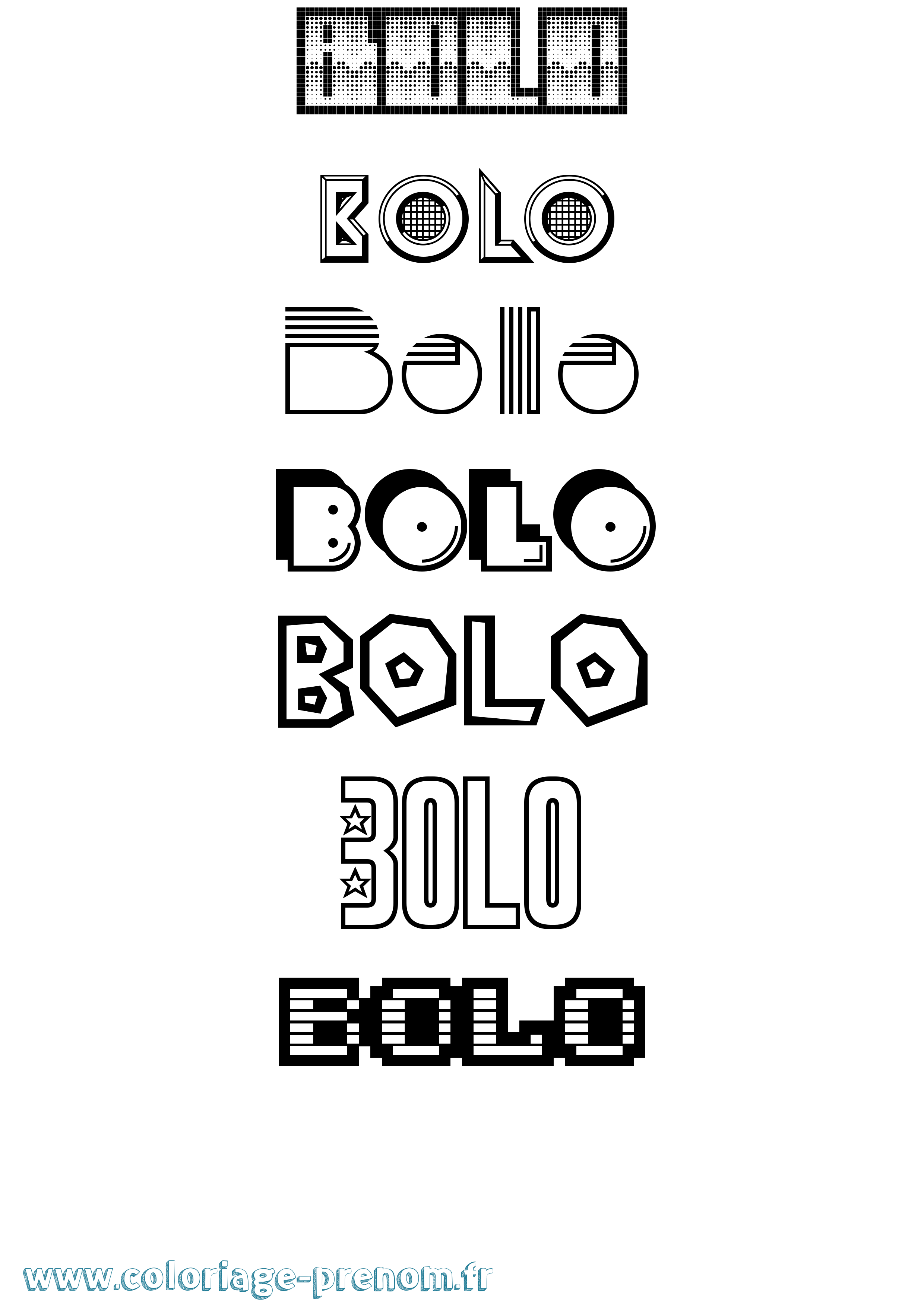 Coloriage prénom Bolo Jeux Vidéos