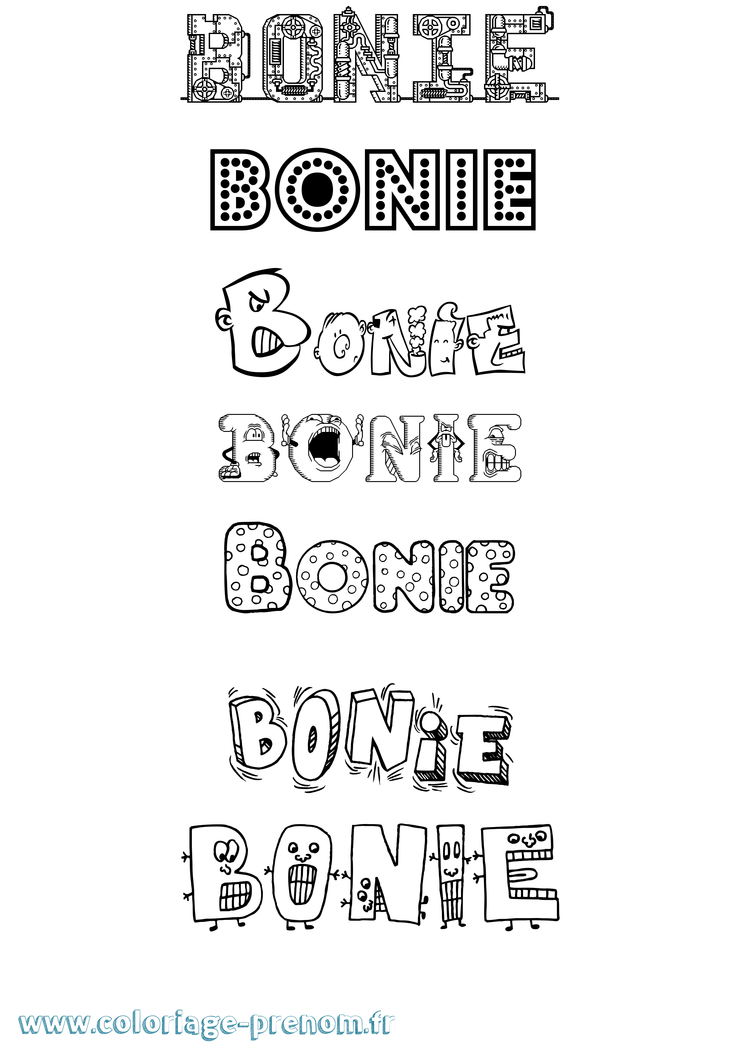 Coloriage prénom Bonie Fun