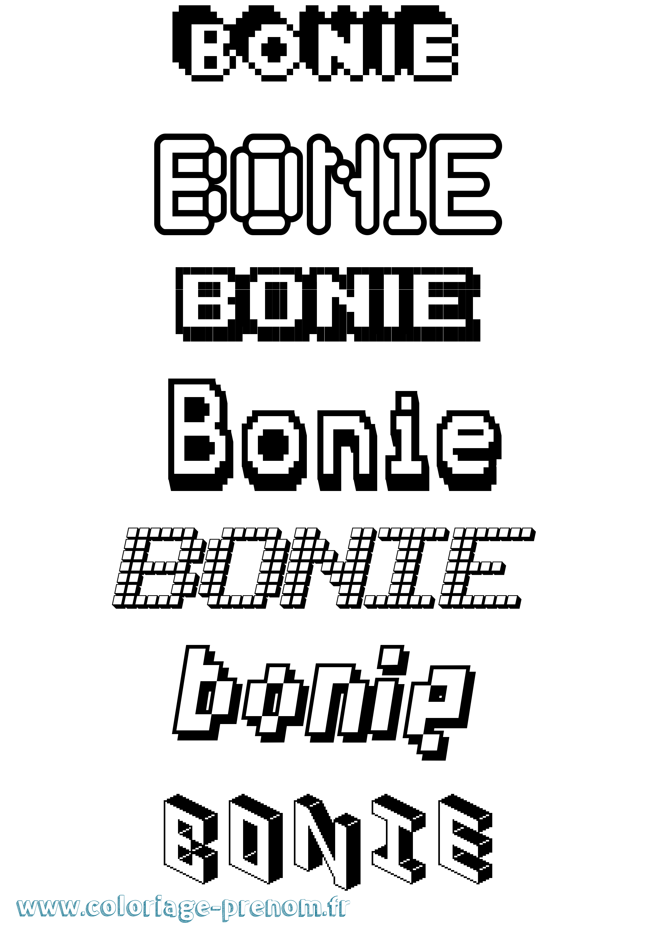 Coloriage prénom Bonie Pixel