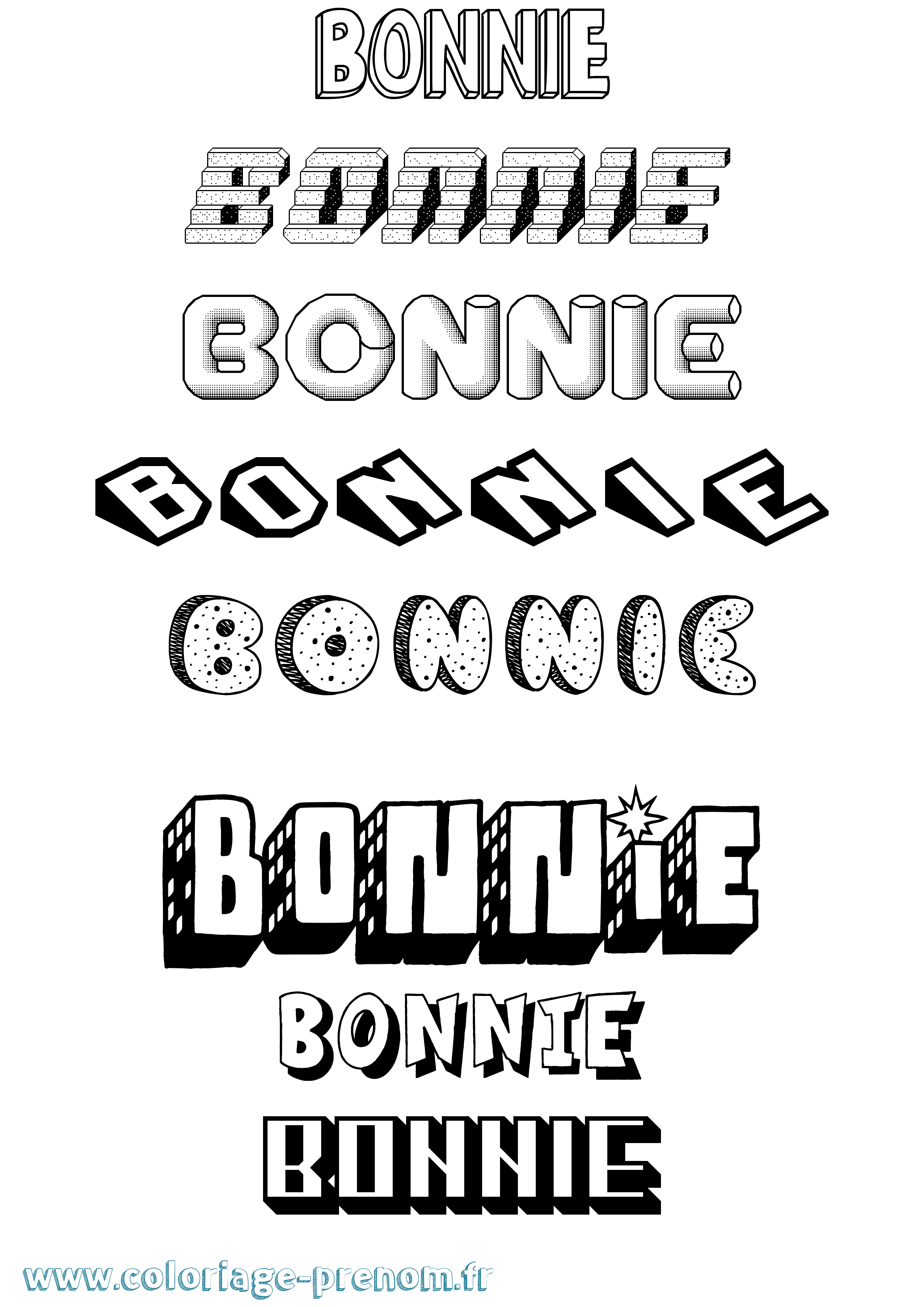 Coloriage prénom Bonnie Effet 3D