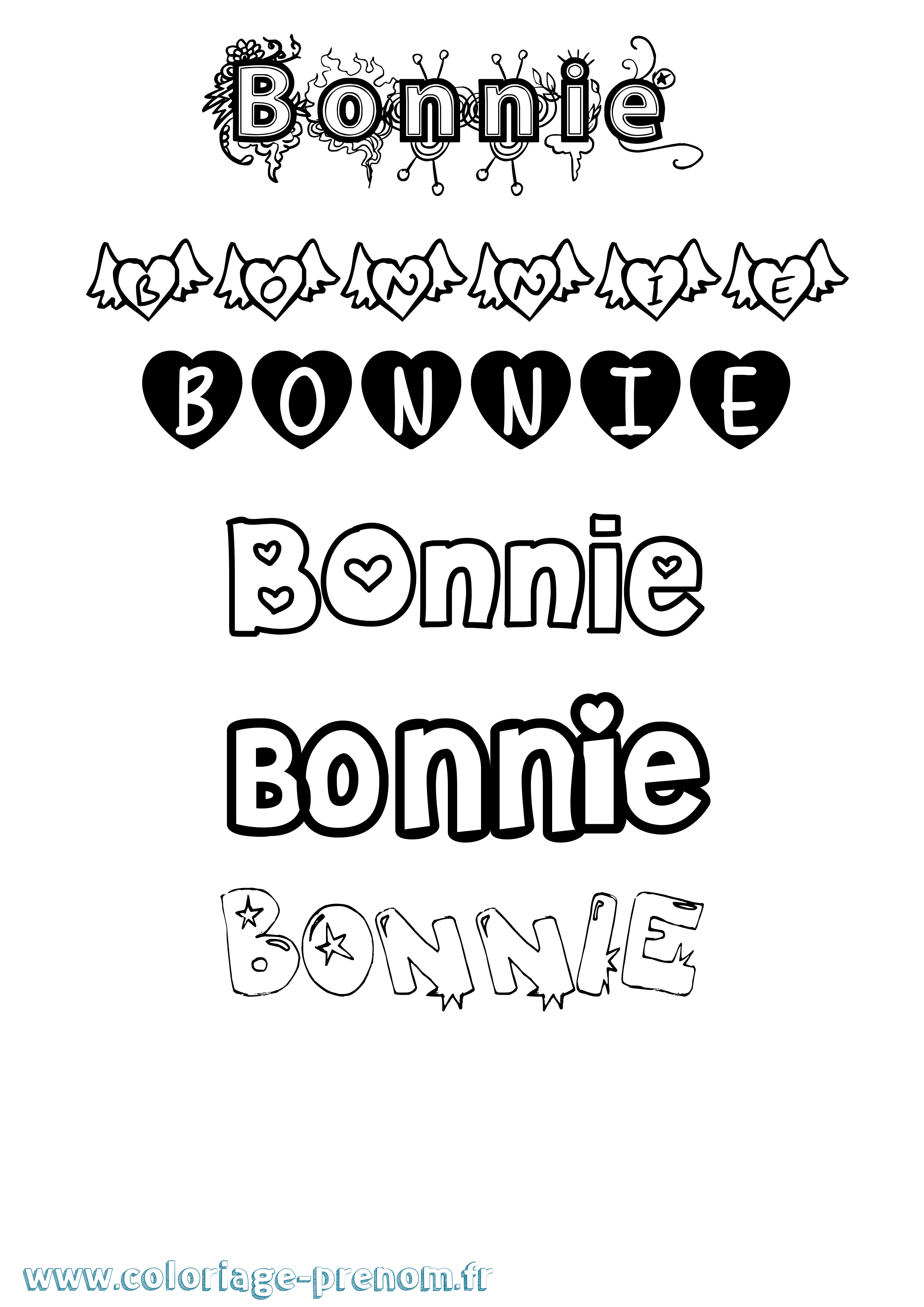 Coloriage prénom Bonnie Girly