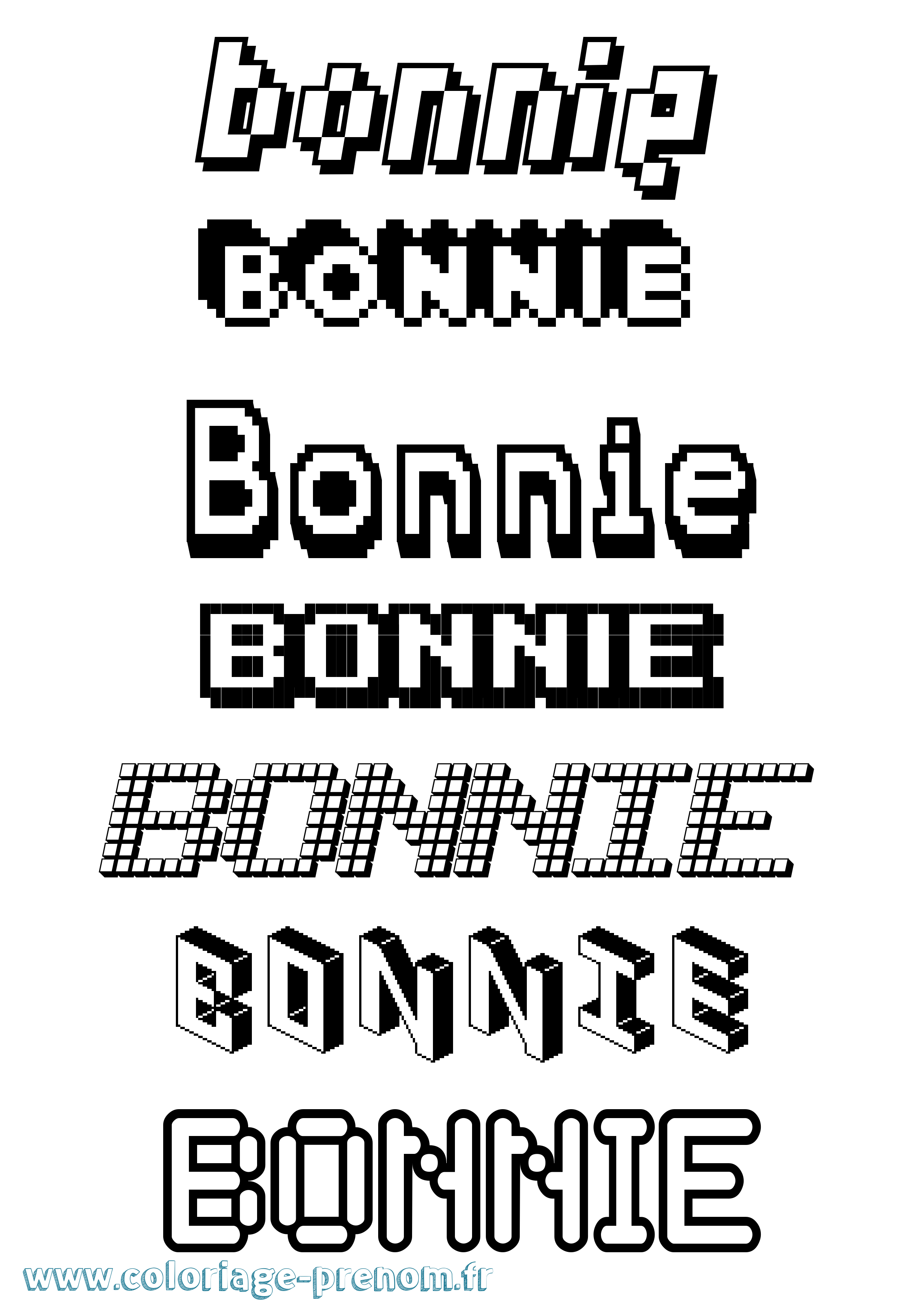 Coloriage prénom Bonnie Pixel