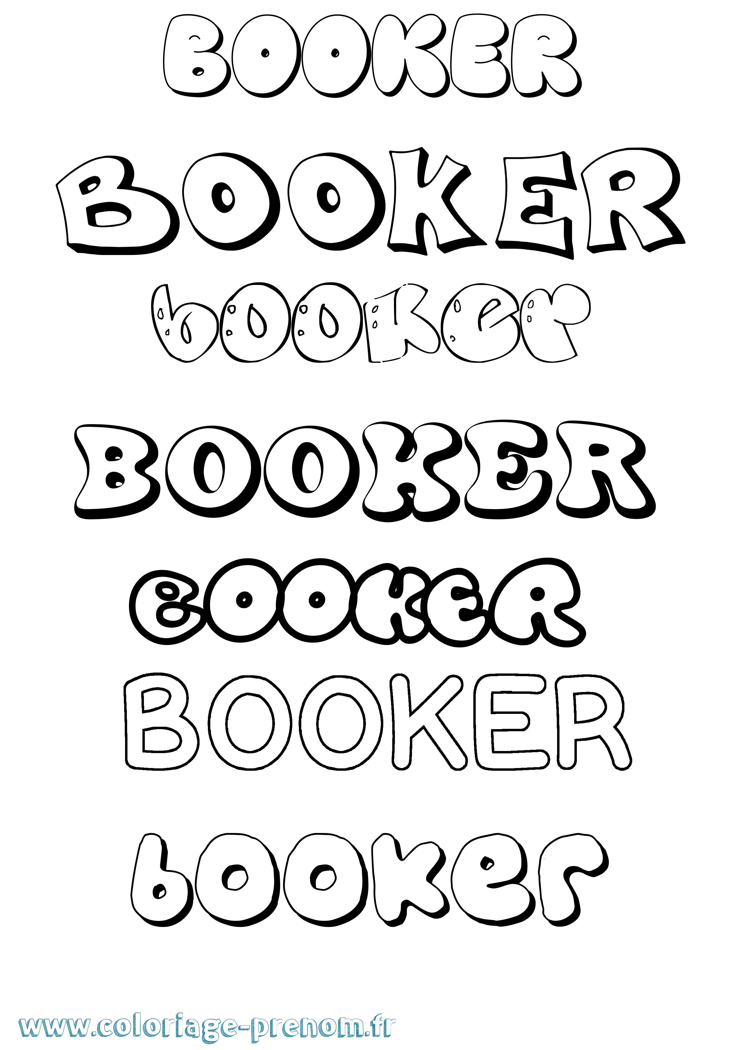 Coloriage prénom Booker Bubble