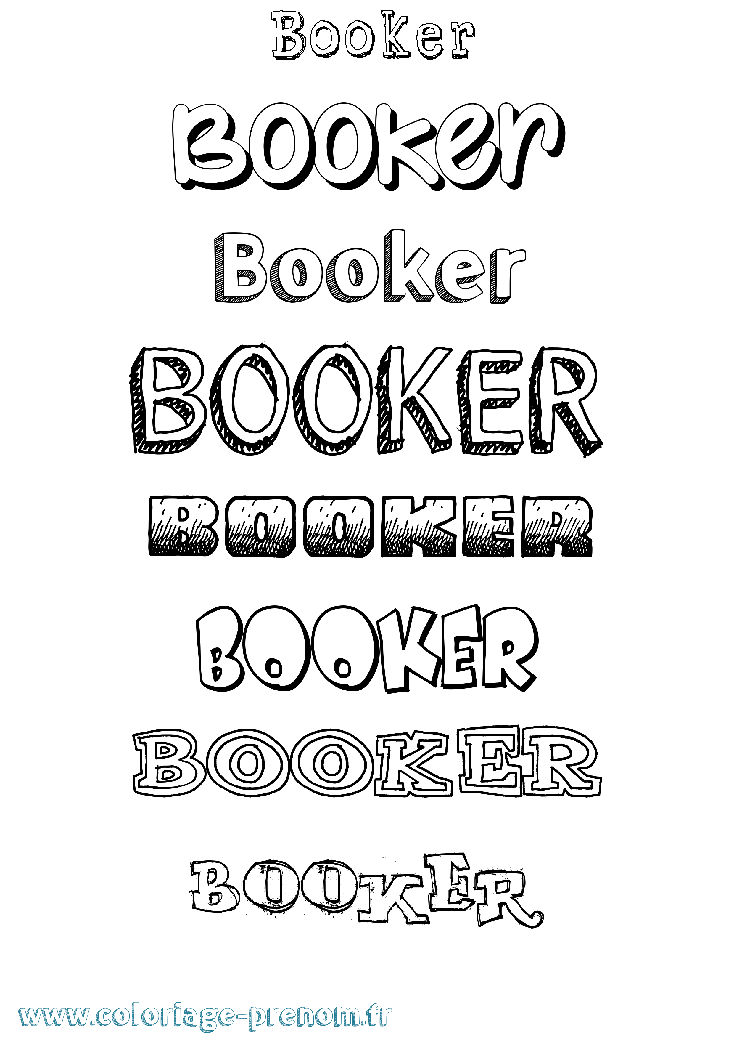 Coloriage prénom Booker Dessiné