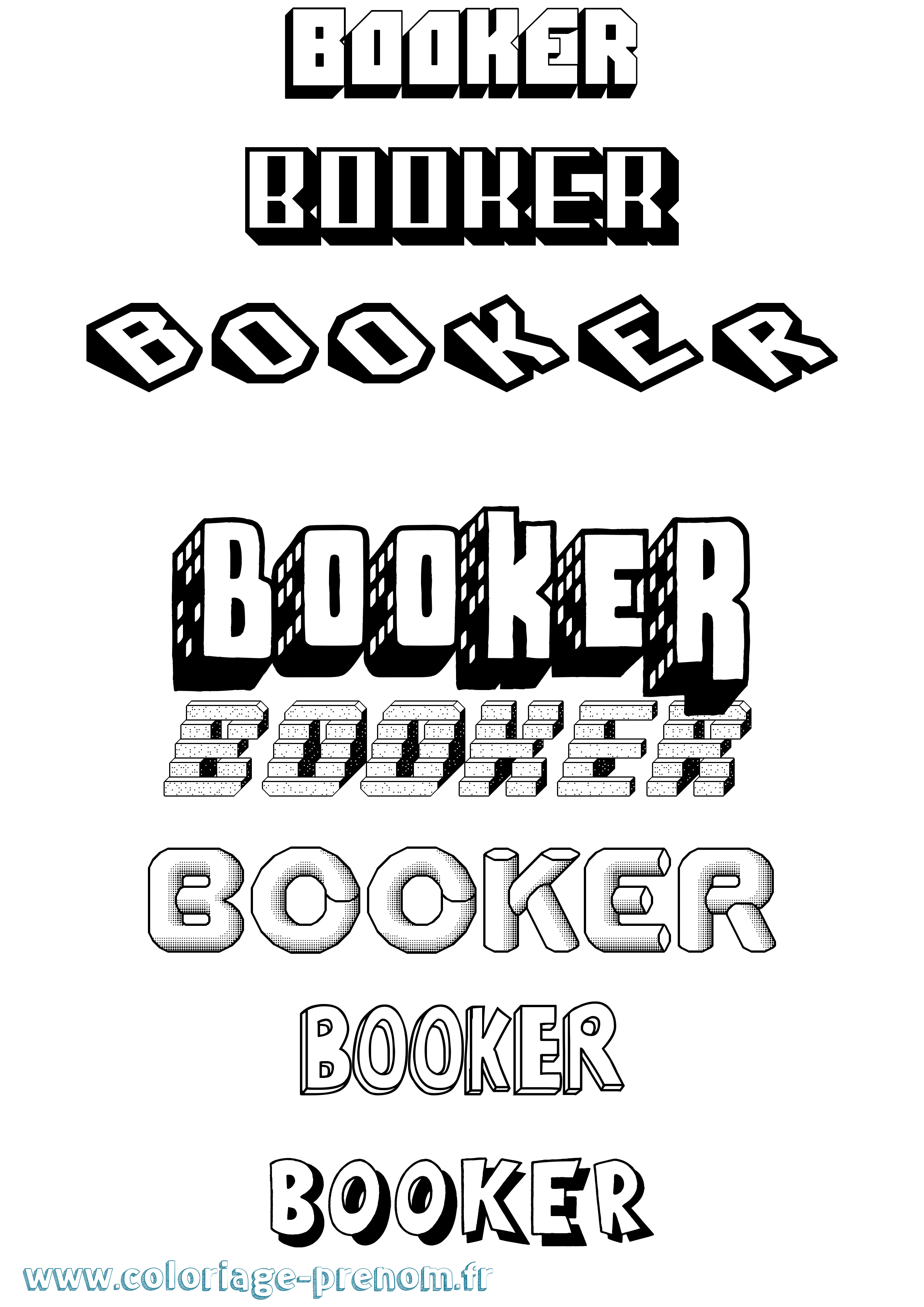 Coloriage prénom Booker Effet 3D