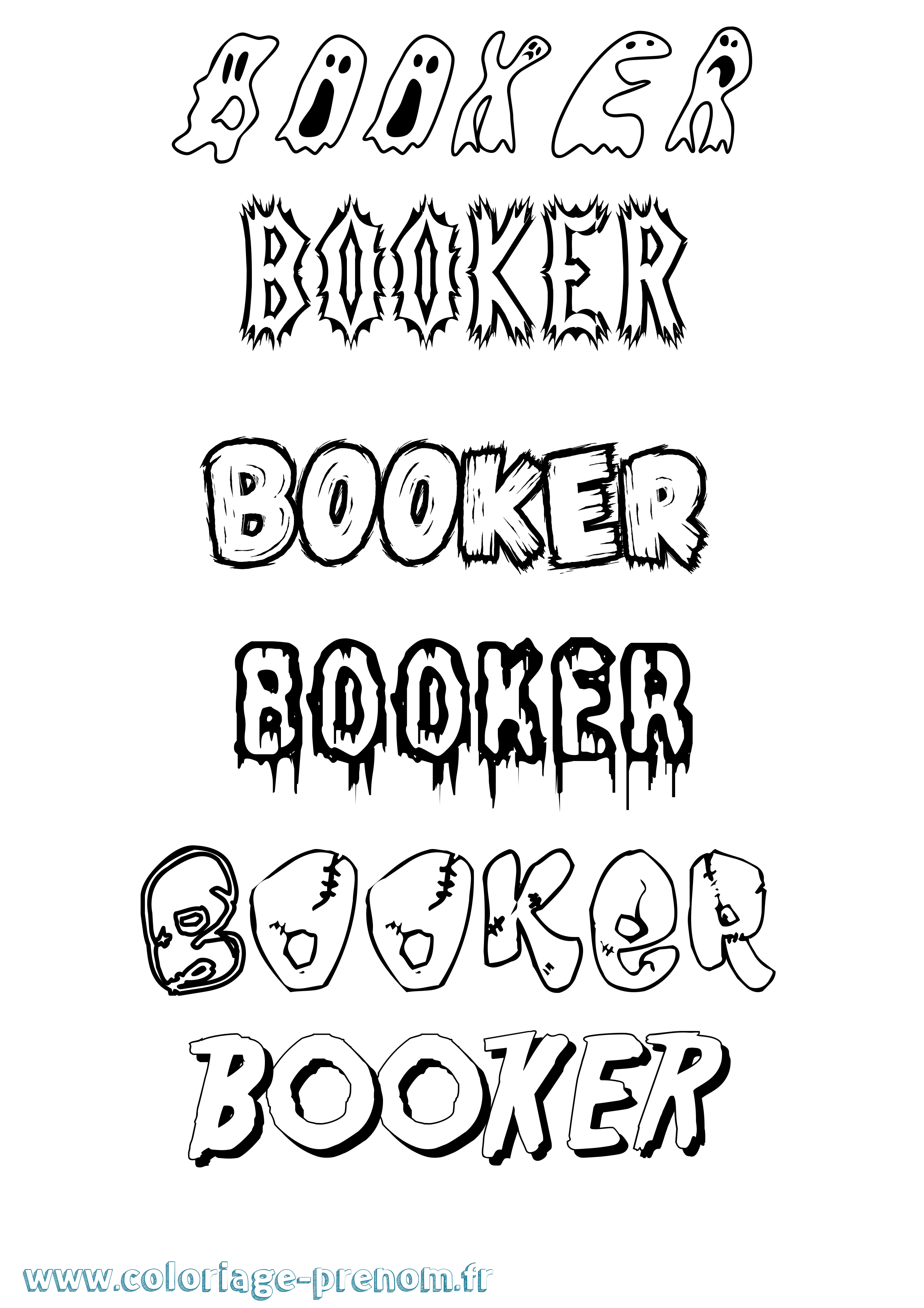 Coloriage prénom Booker Frisson