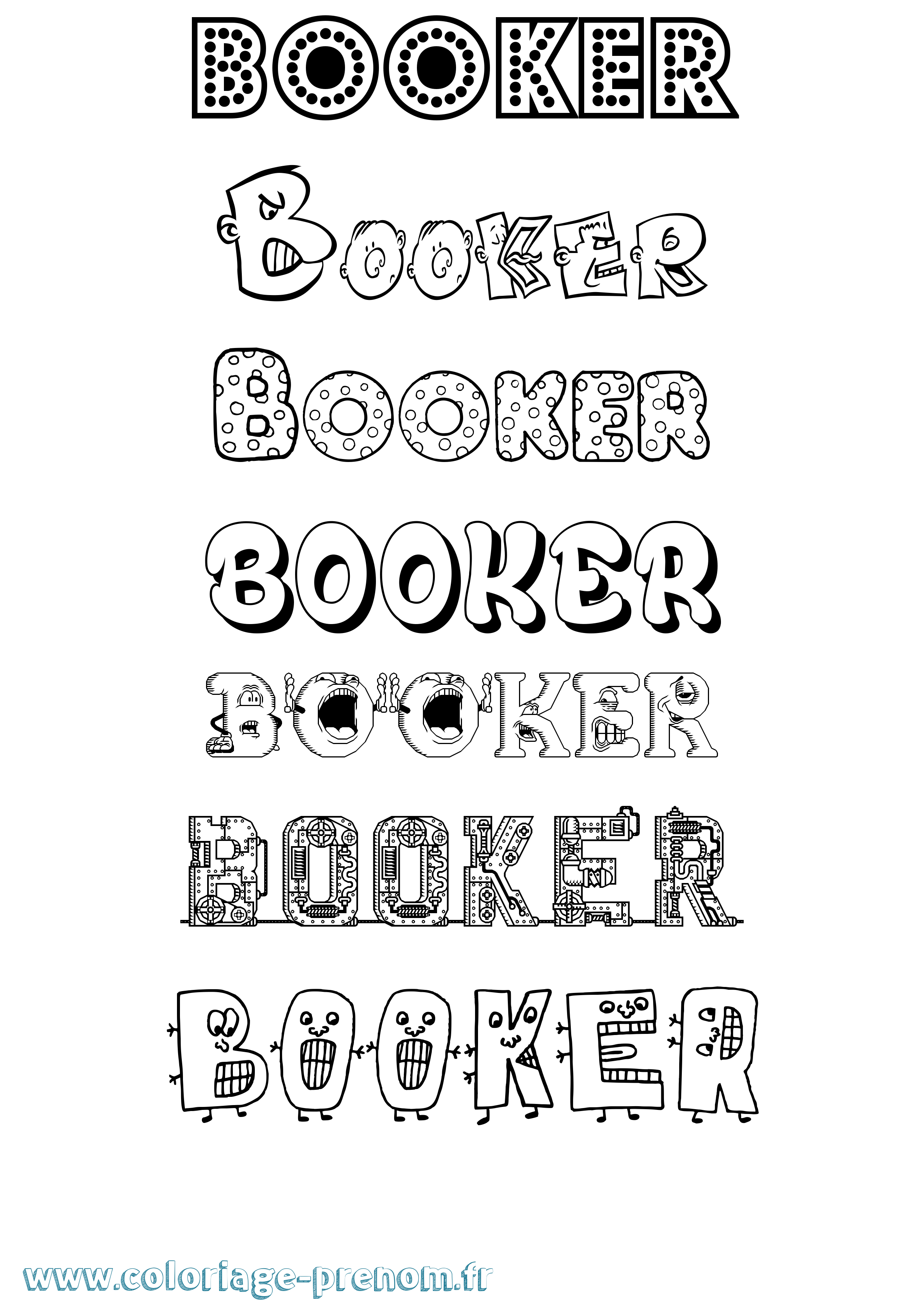 Coloriage prénom Booker Fun