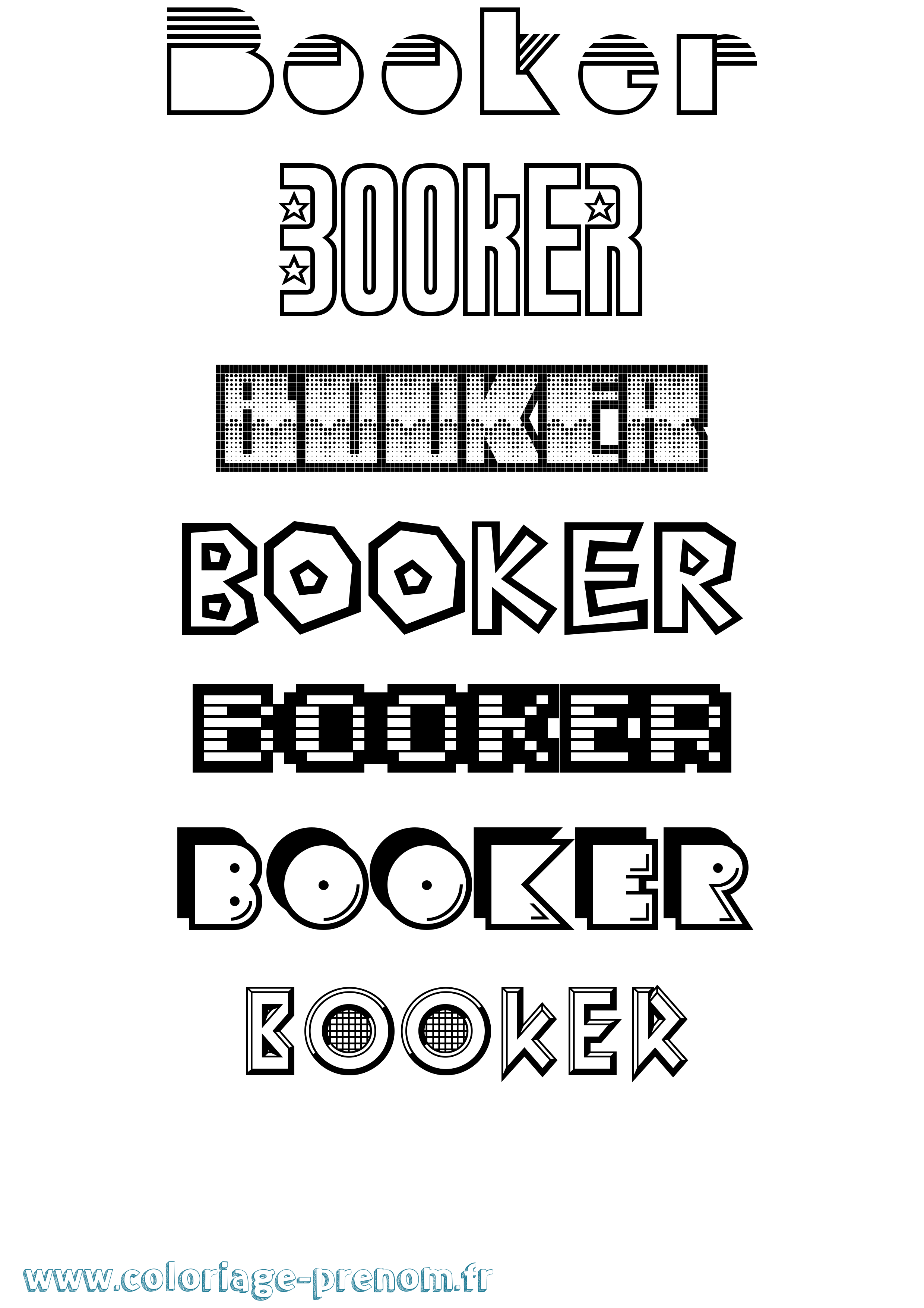 Coloriage prénom Booker Jeux Vidéos