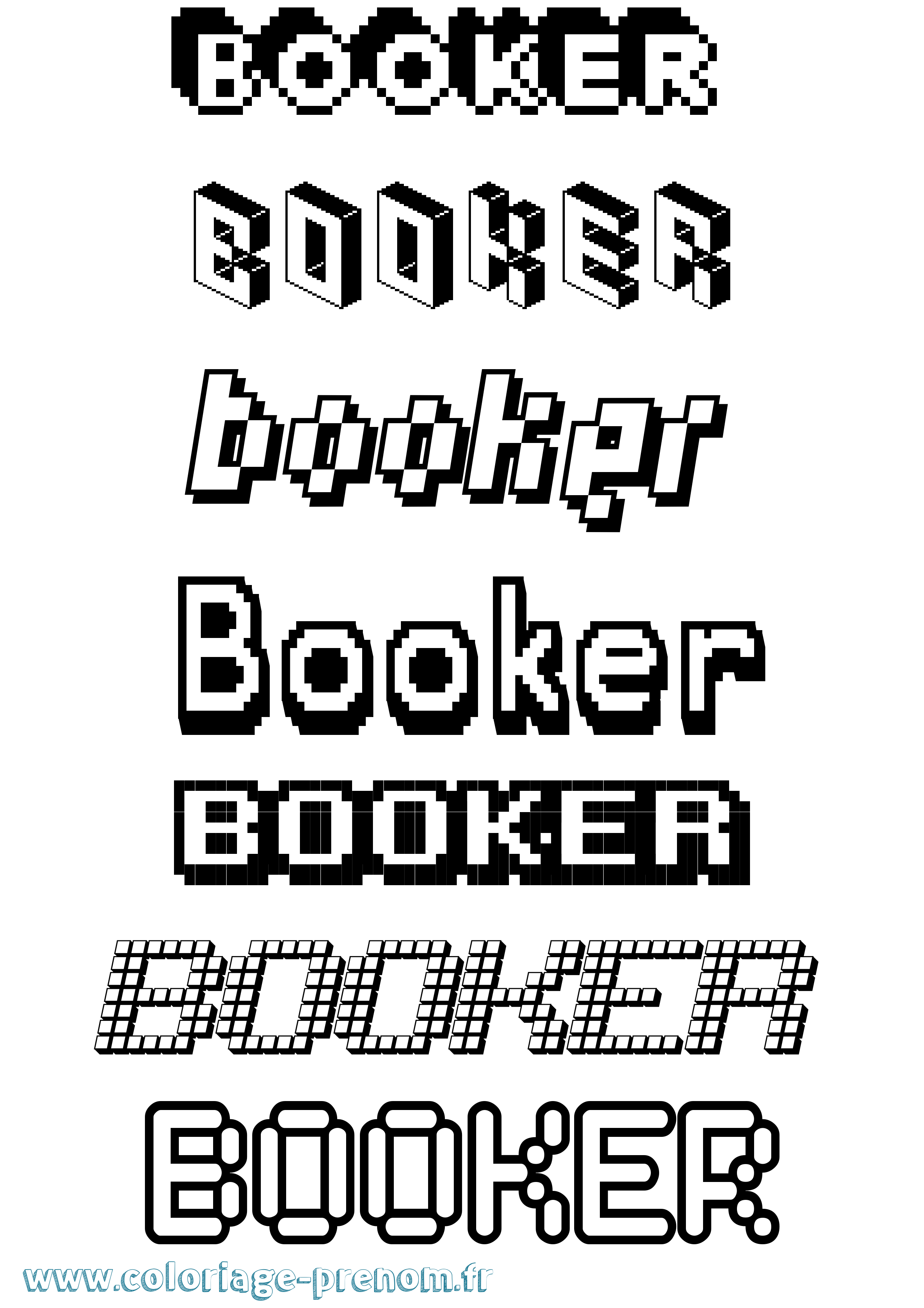Coloriage prénom Booker Pixel