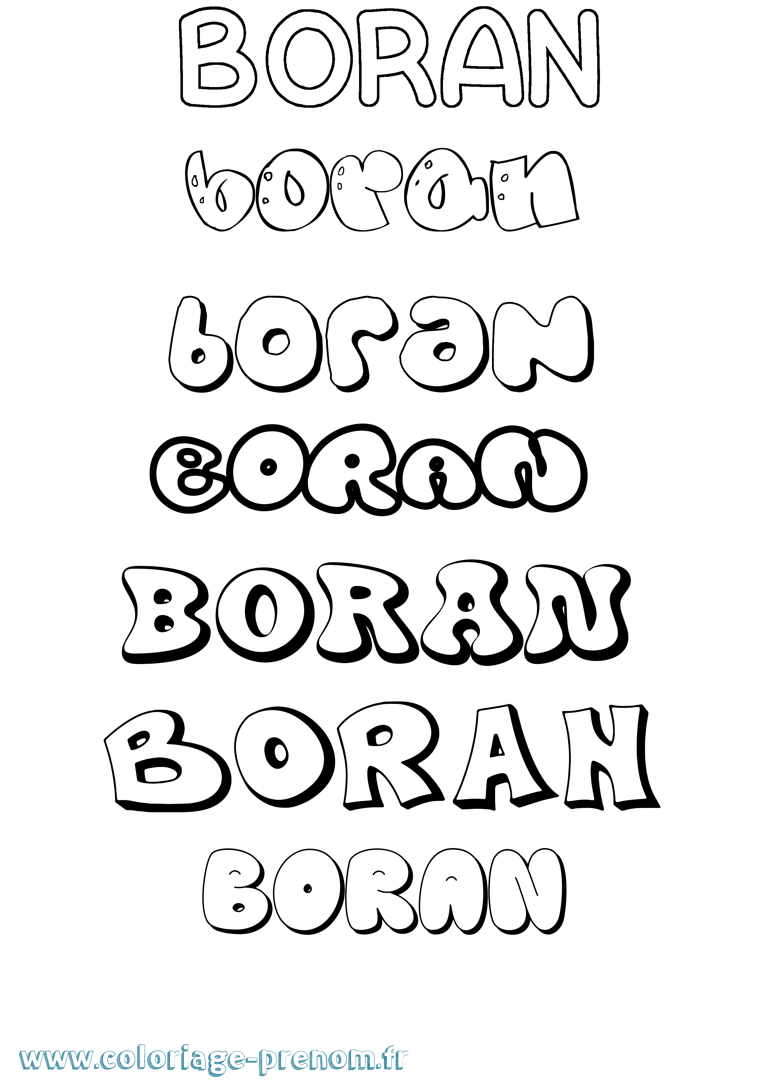 Coloriage prénom Boran Bubble