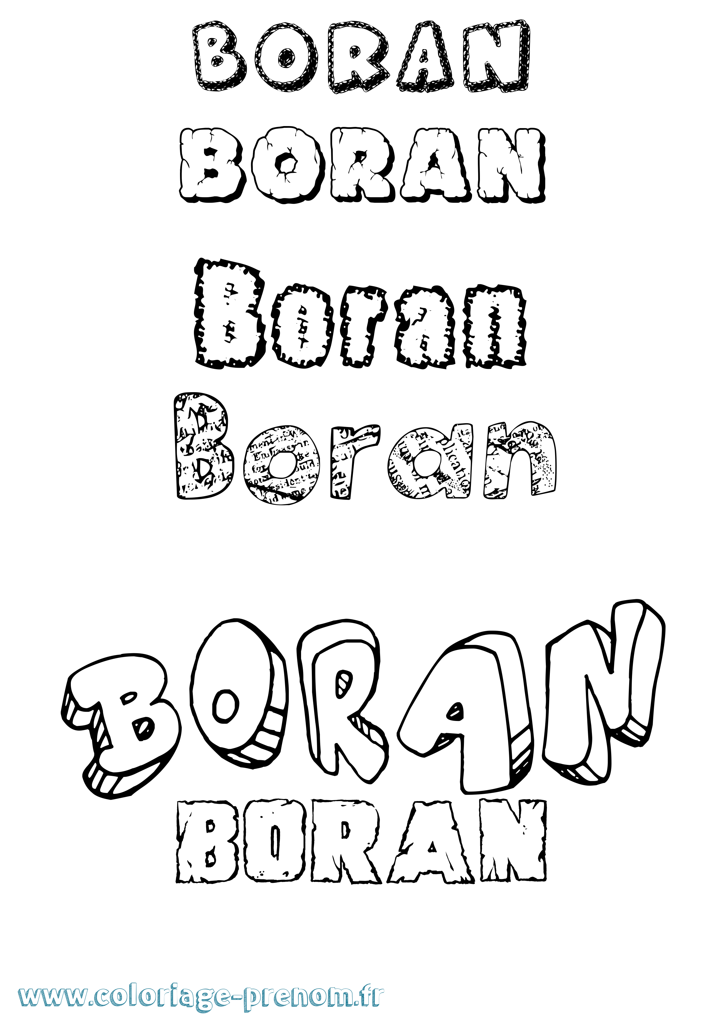 Coloriage prénom Boran Destructuré