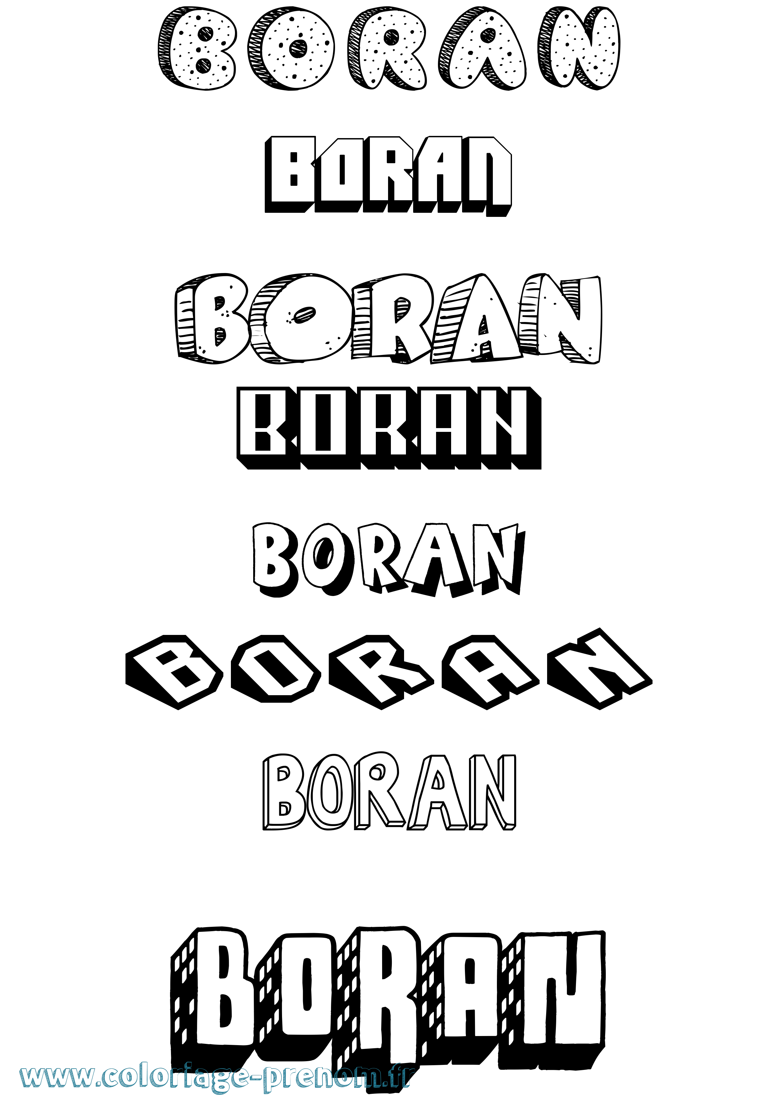 Coloriage prénom Boran Effet 3D