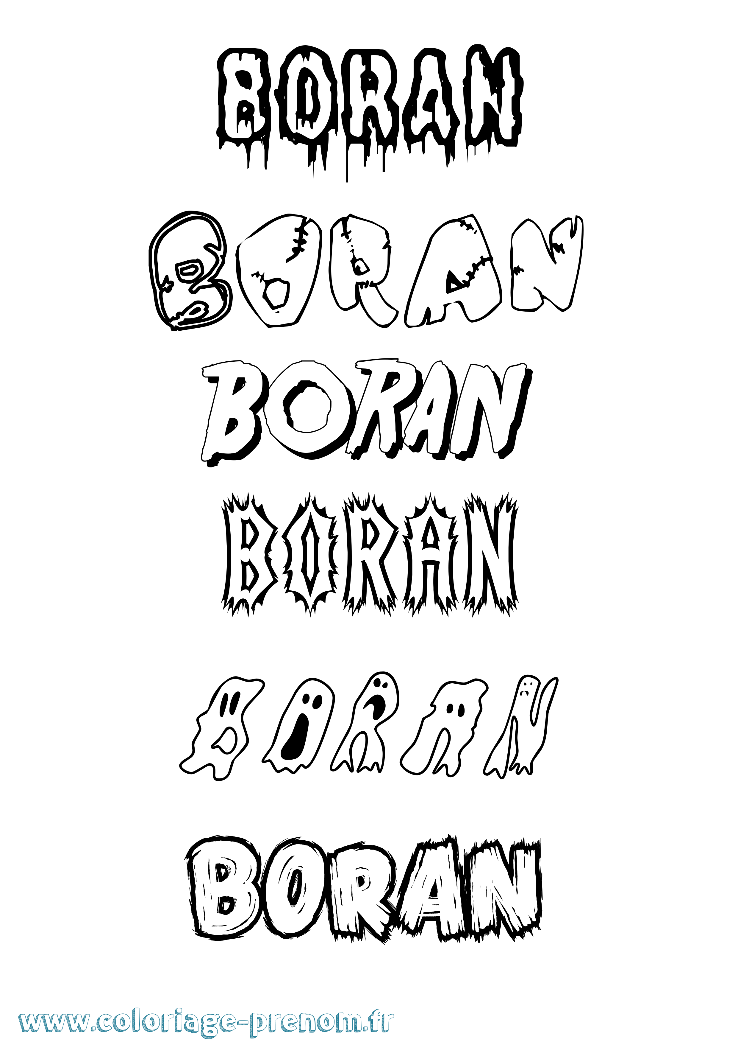 Coloriage prénom Boran Frisson