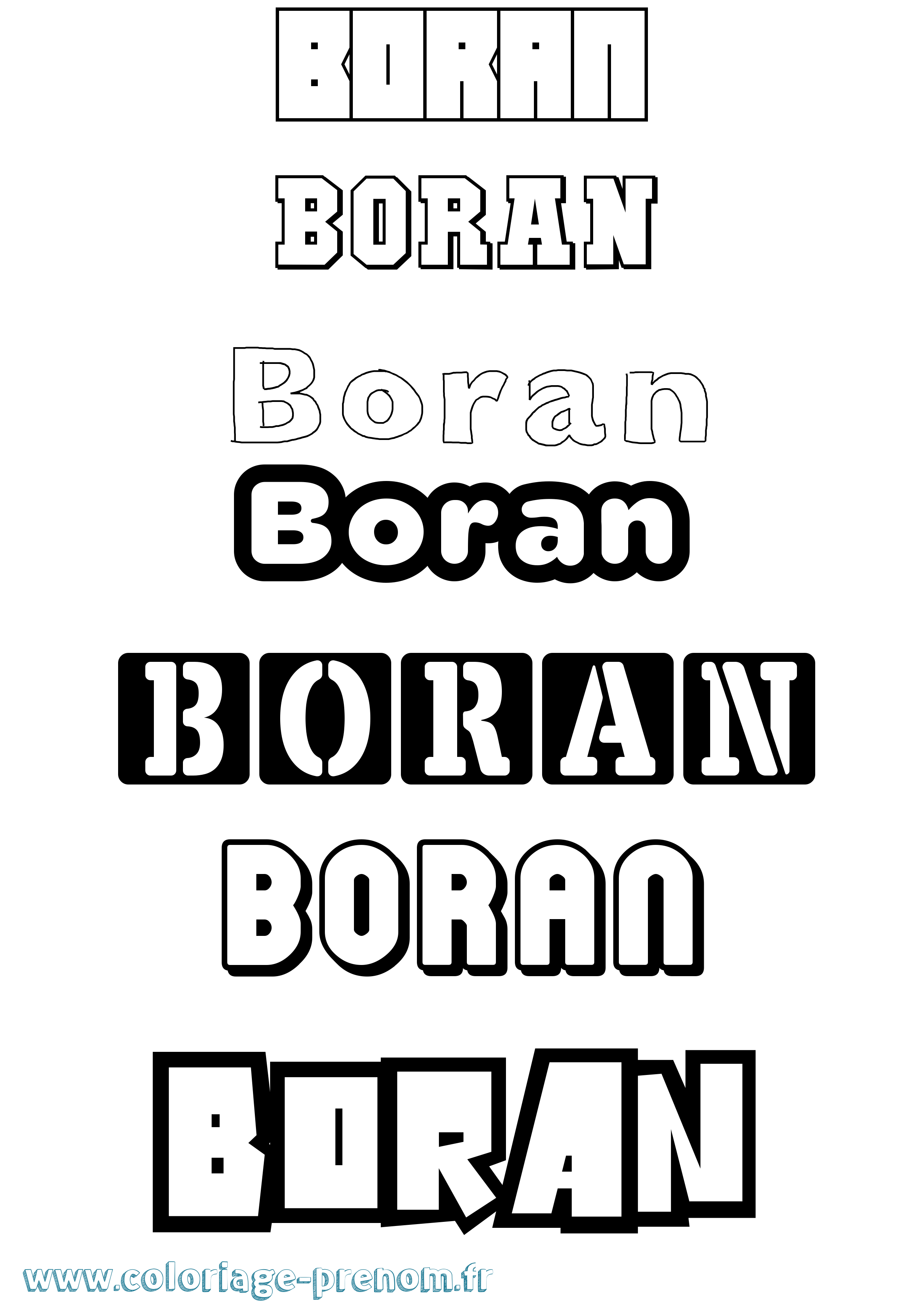 Coloriage prénom Boran Simple