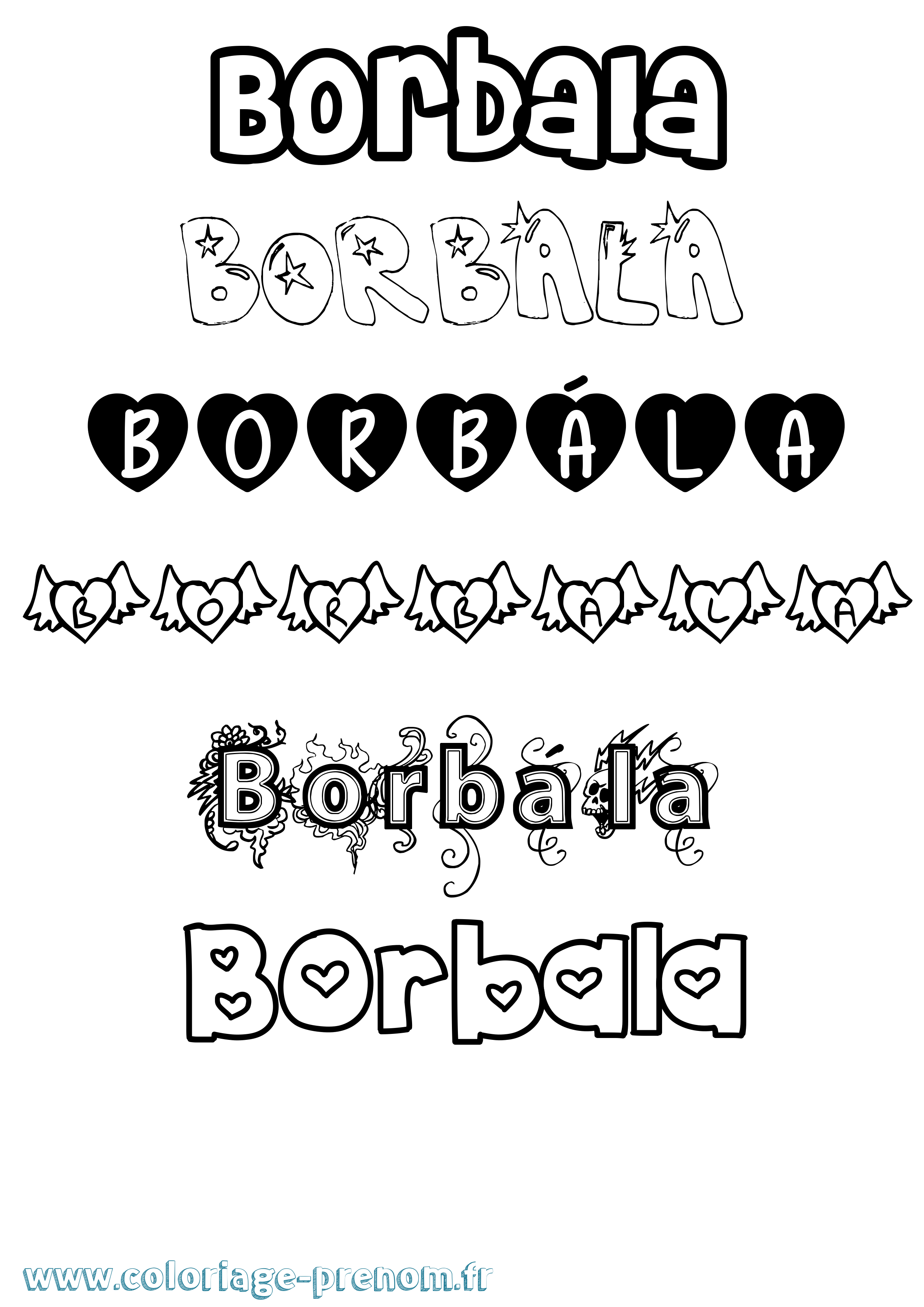 Coloriage prénom Borbála Girly