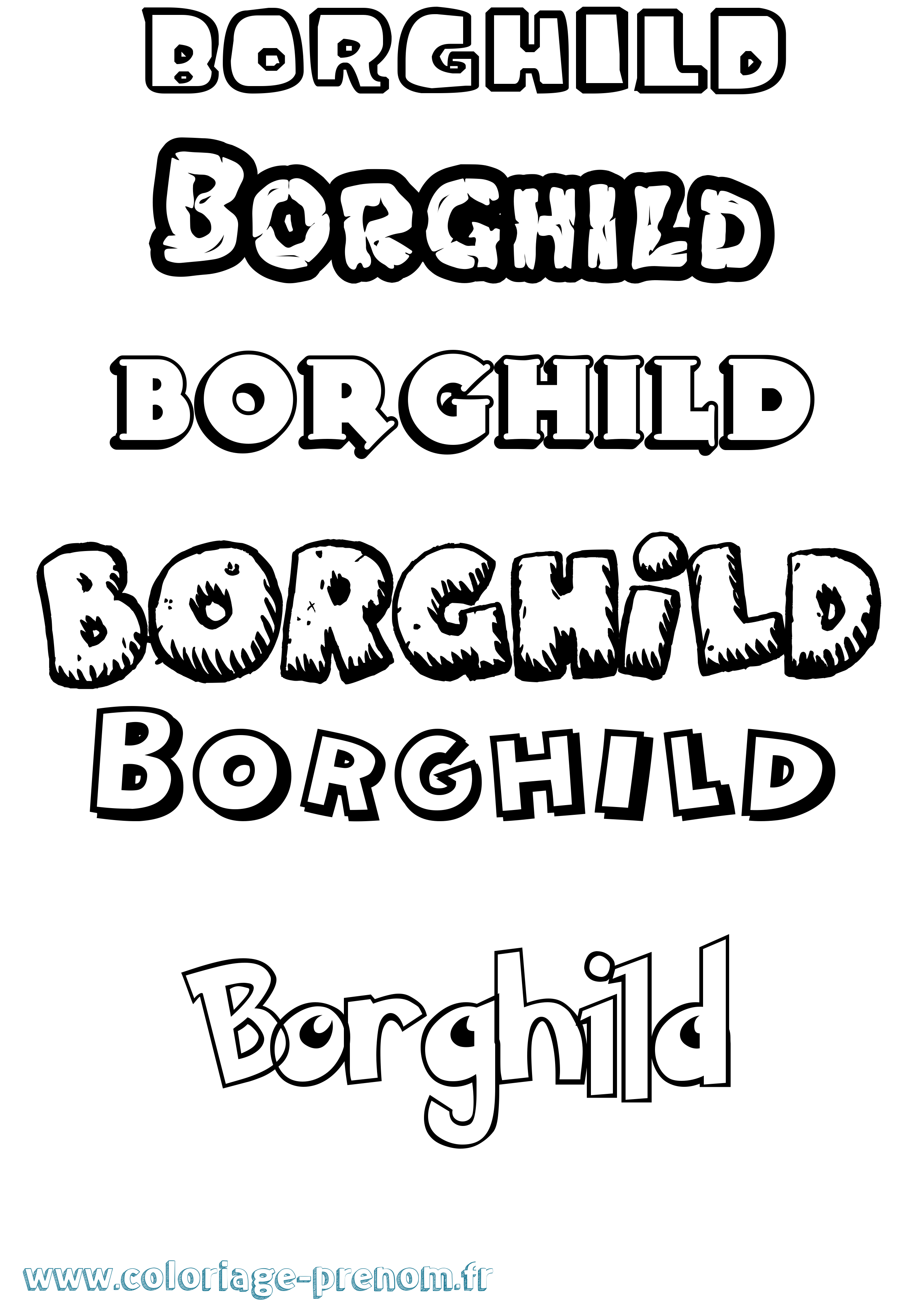 Coloriage prénom Borghild Dessin Animé
