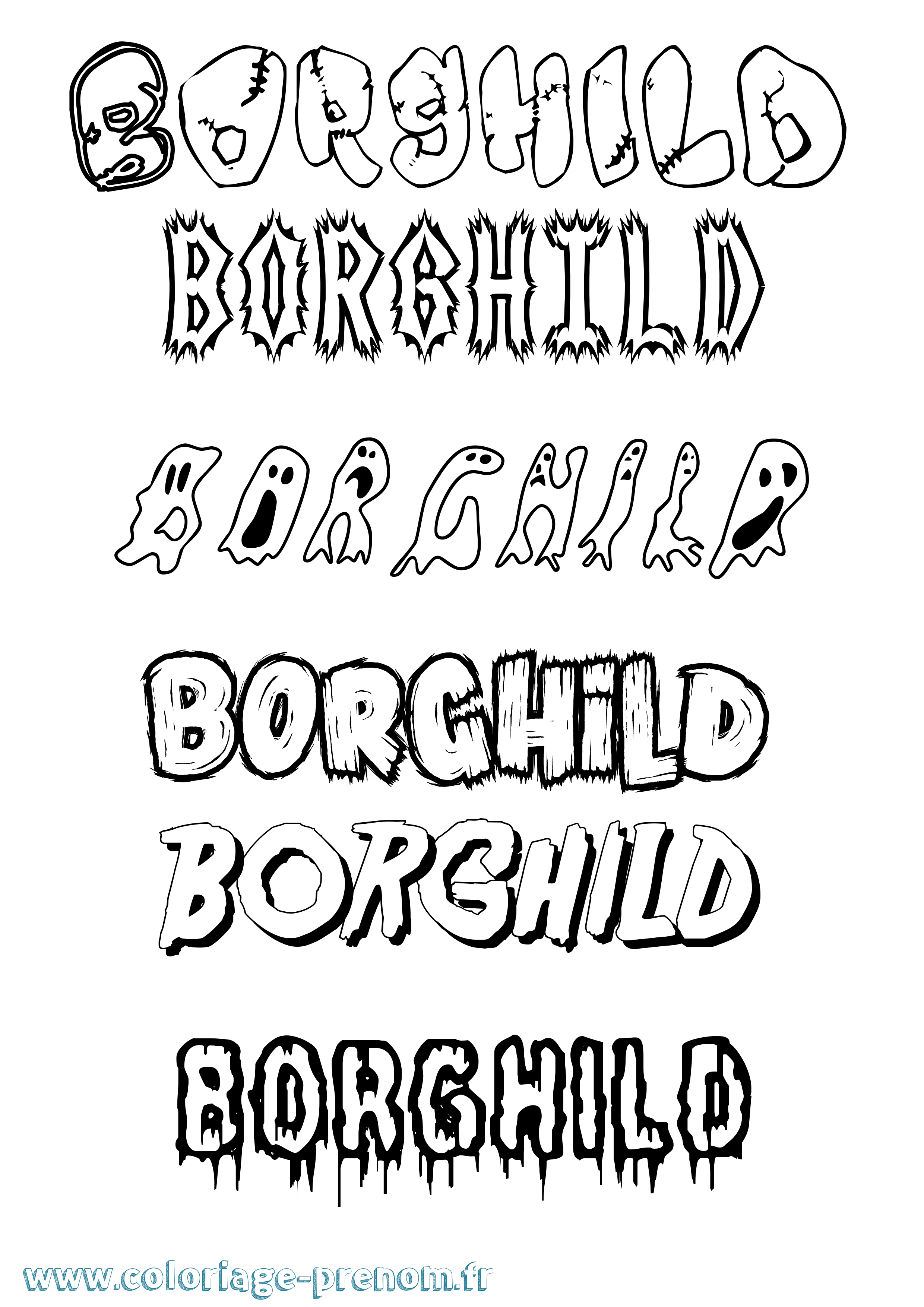 Coloriage prénom Borghild Frisson