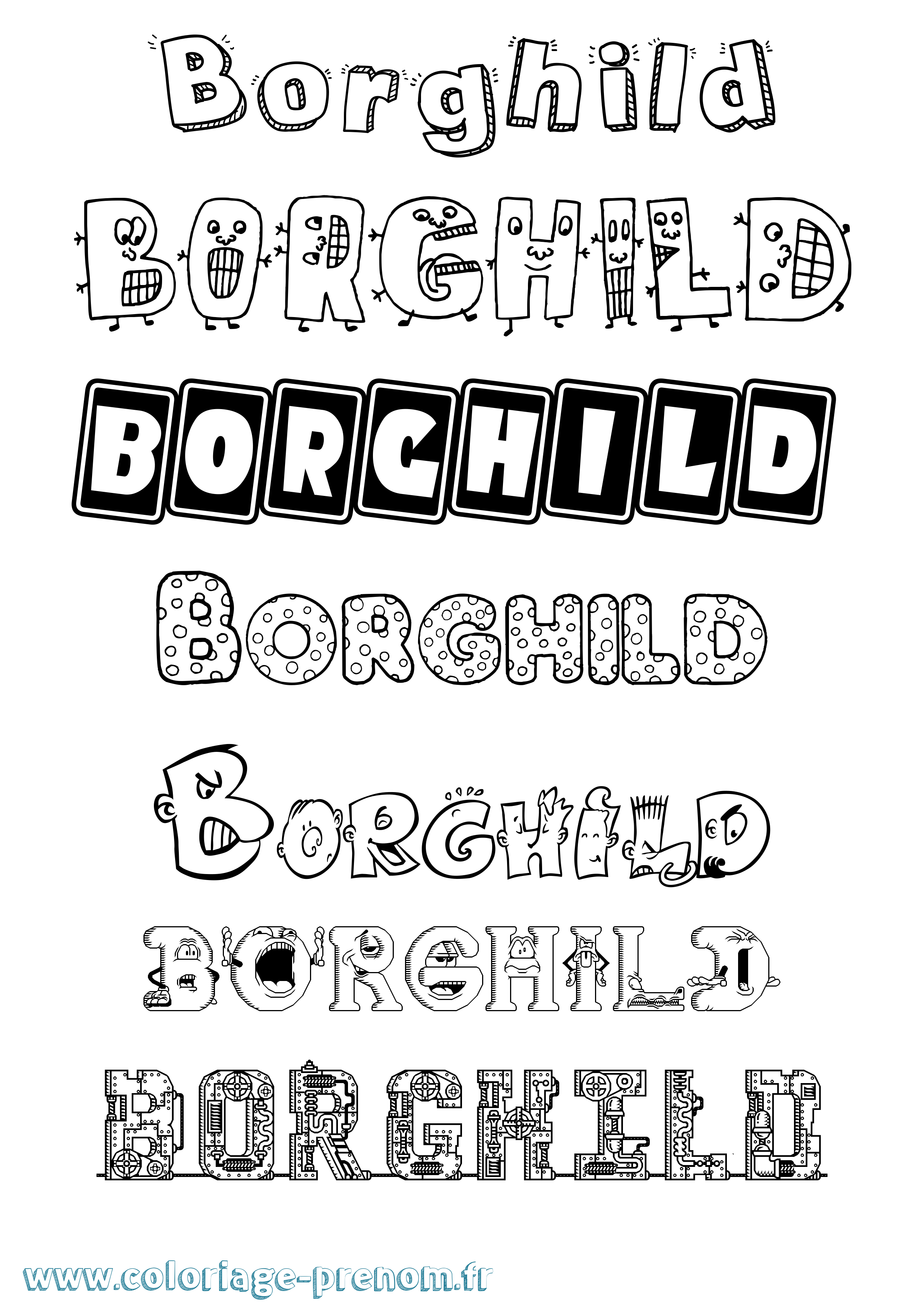 Coloriage prénom Borghild Fun