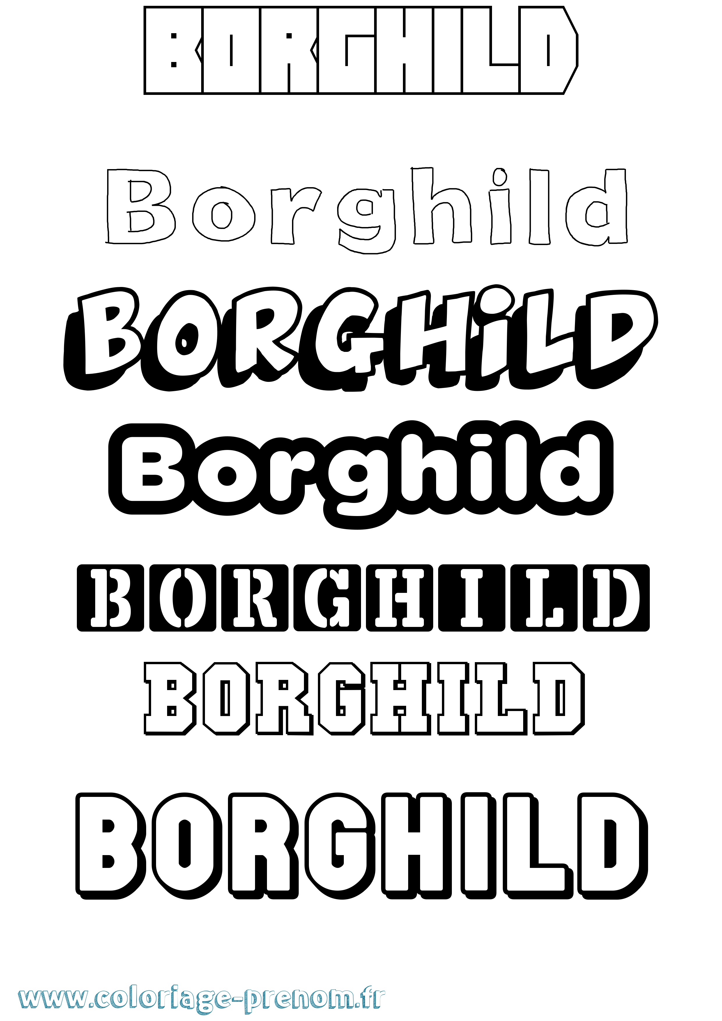 Coloriage prénom Borghild Simple