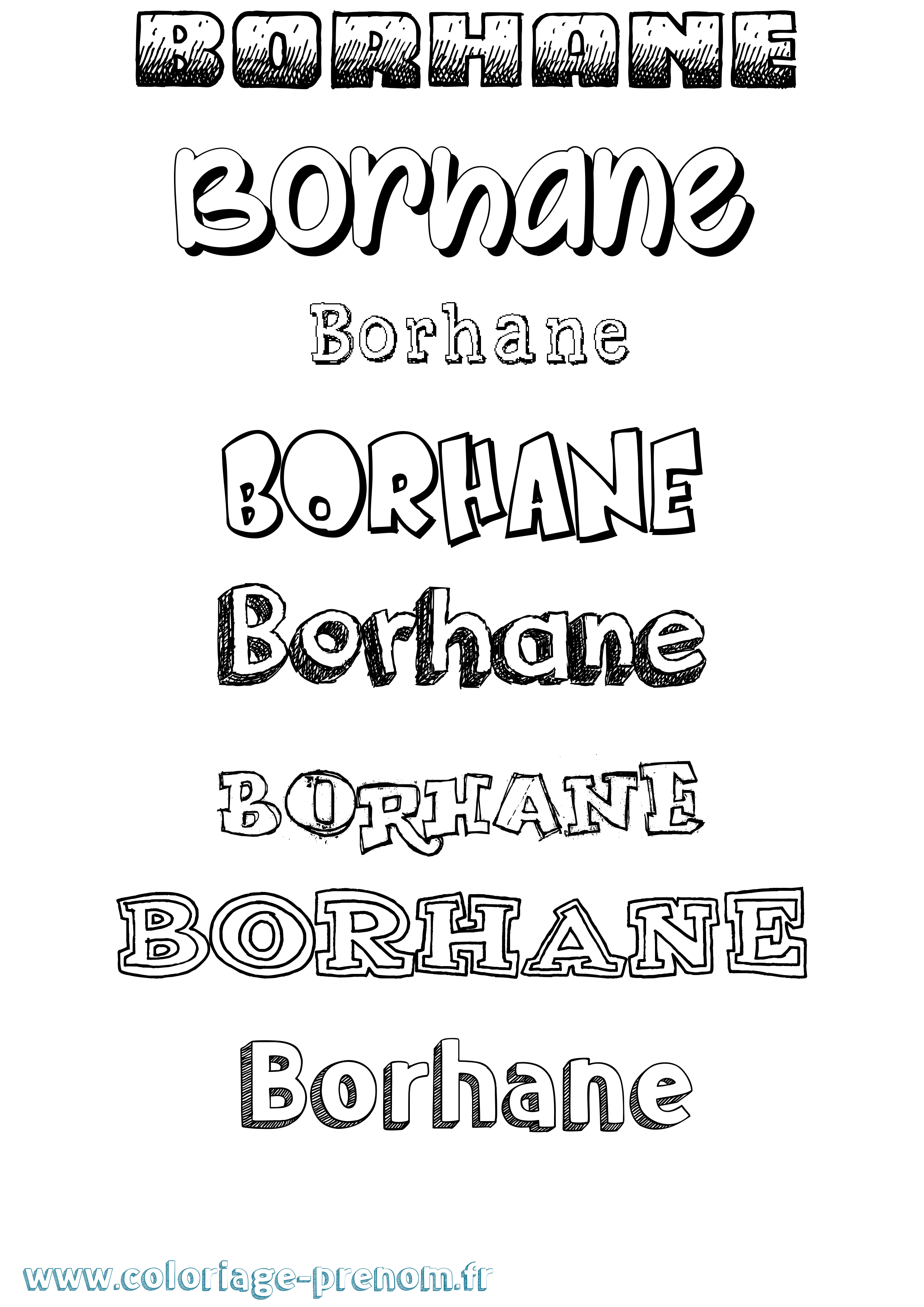Coloriage Borhane Dessiné Coloriage prénom Borhane Dessiné