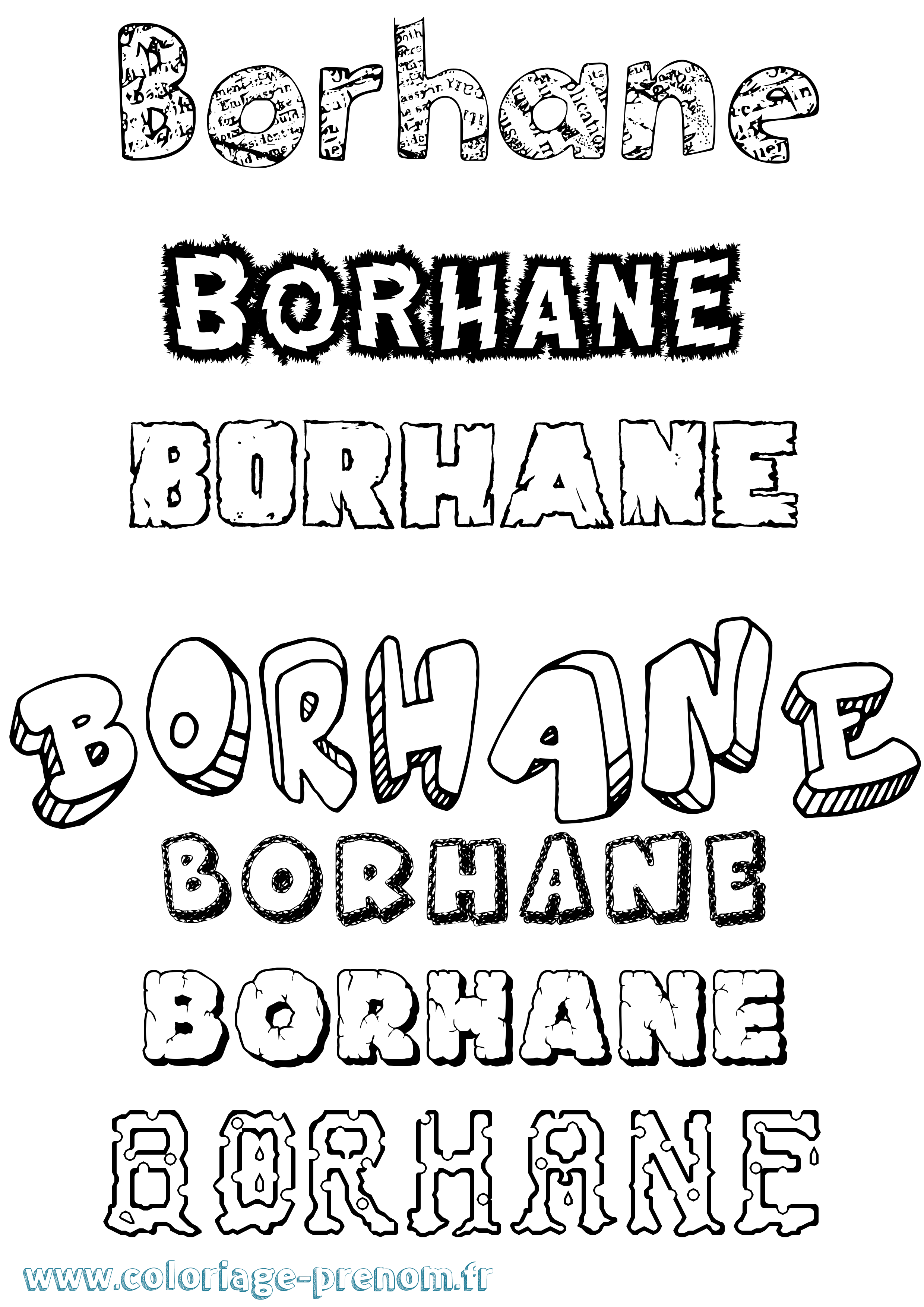 Coloriage Borhane Destructuré Coloriage prénom Borhane Destructuré