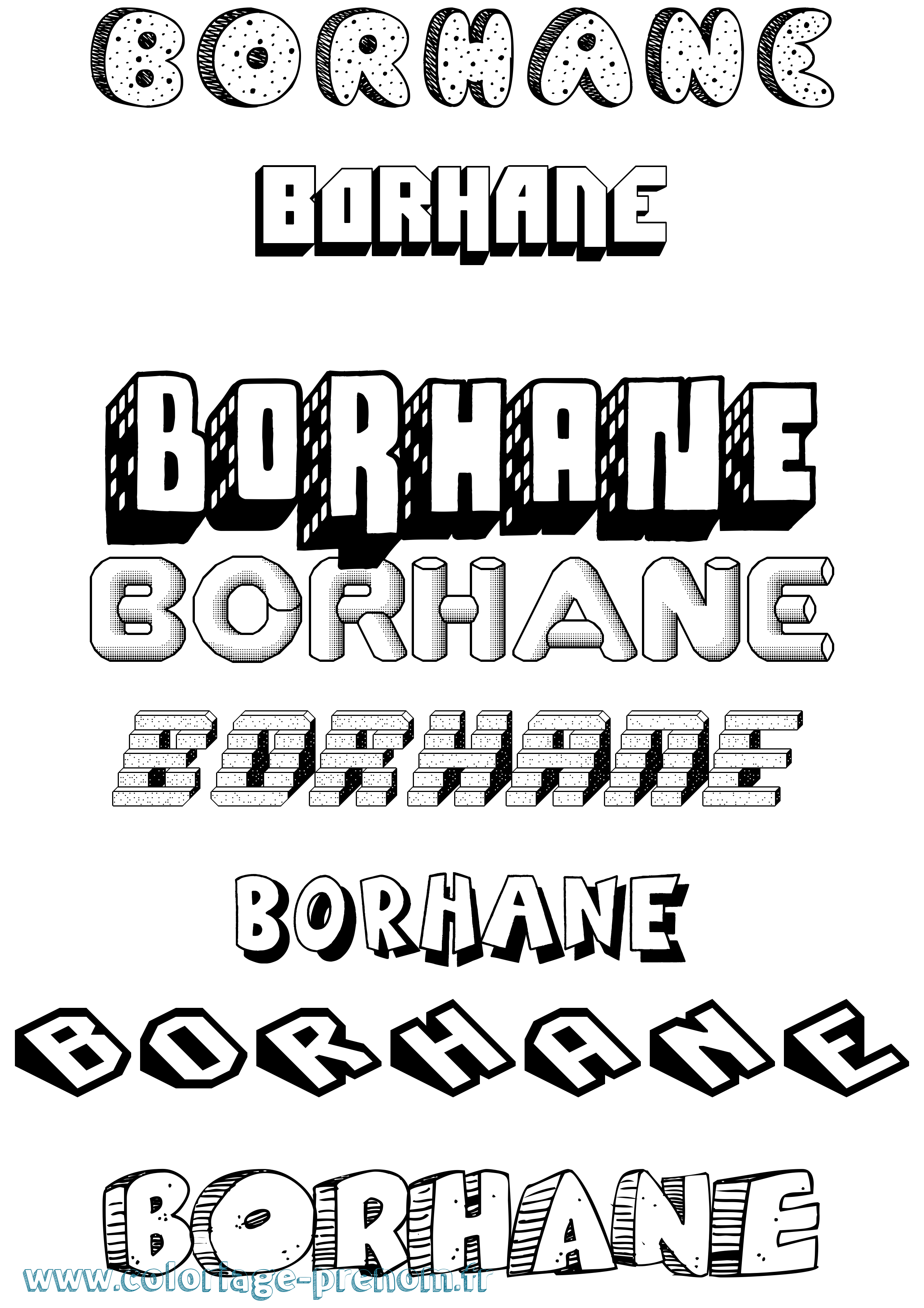 Coloriage Borhane Effet 3D Coloriage prénom Borhane Effet 3D