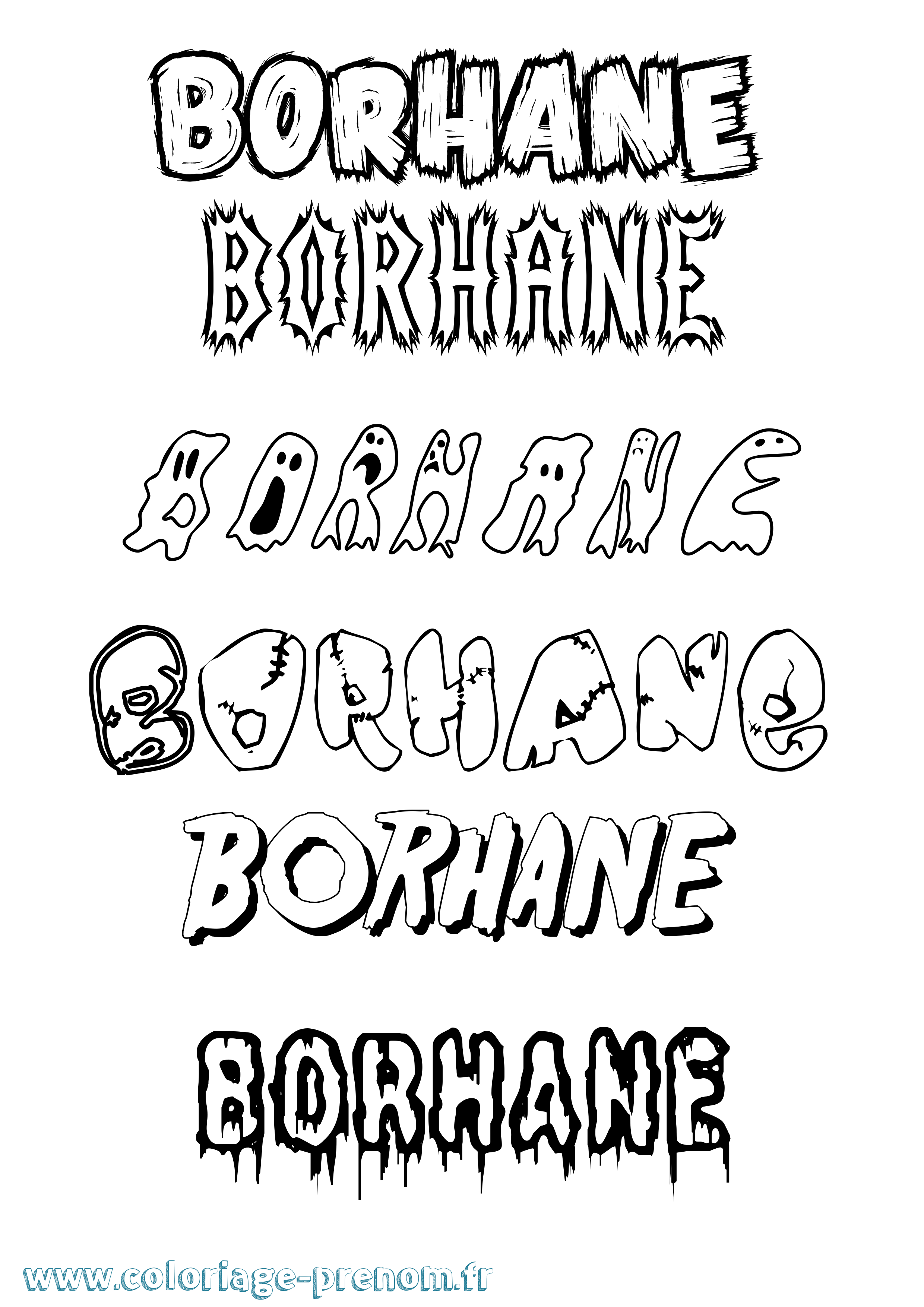 Coloriage Borhane Frisson Coloriage prénom Borhane Frisson