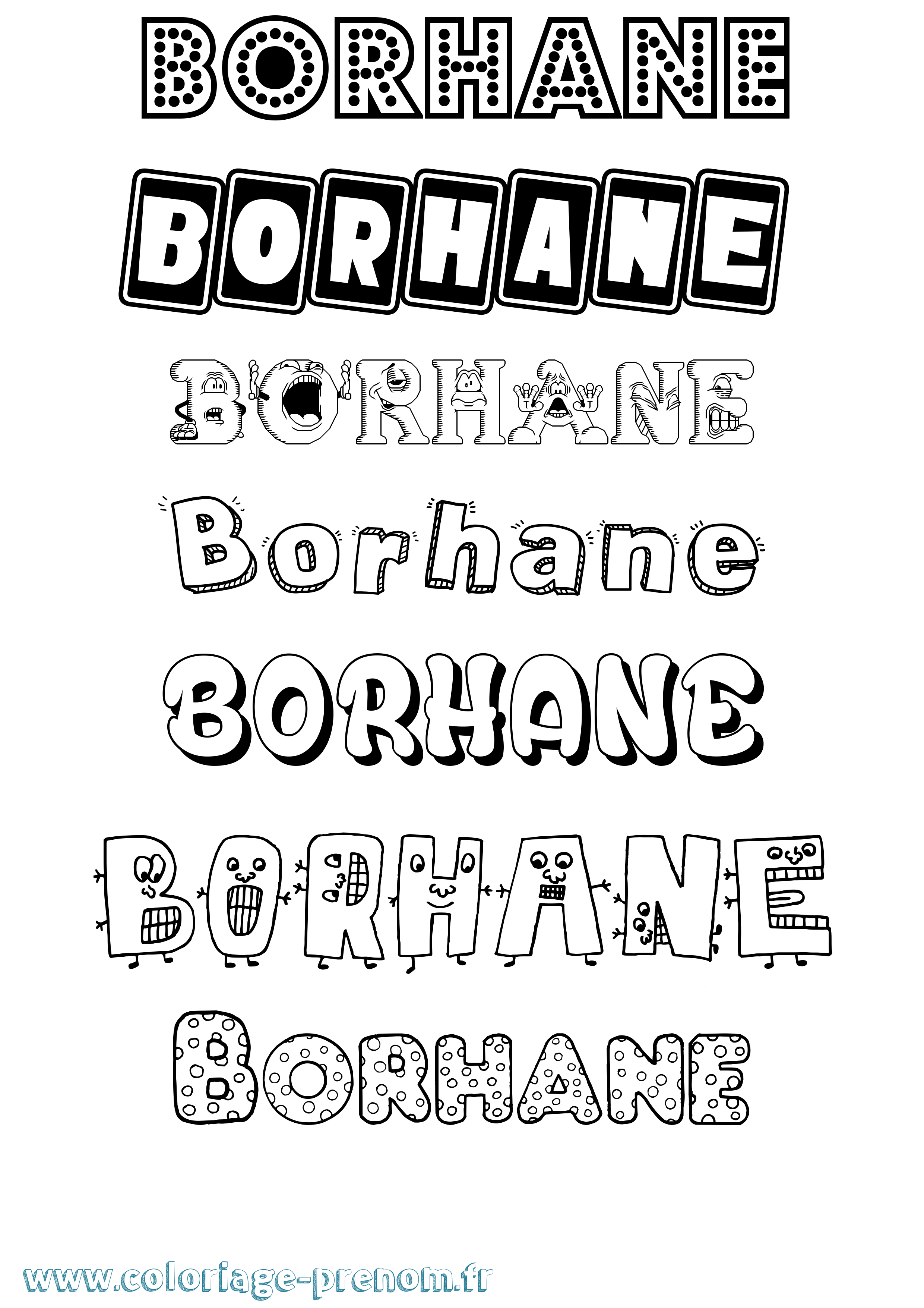 Coloriage prénom Borhane Fun