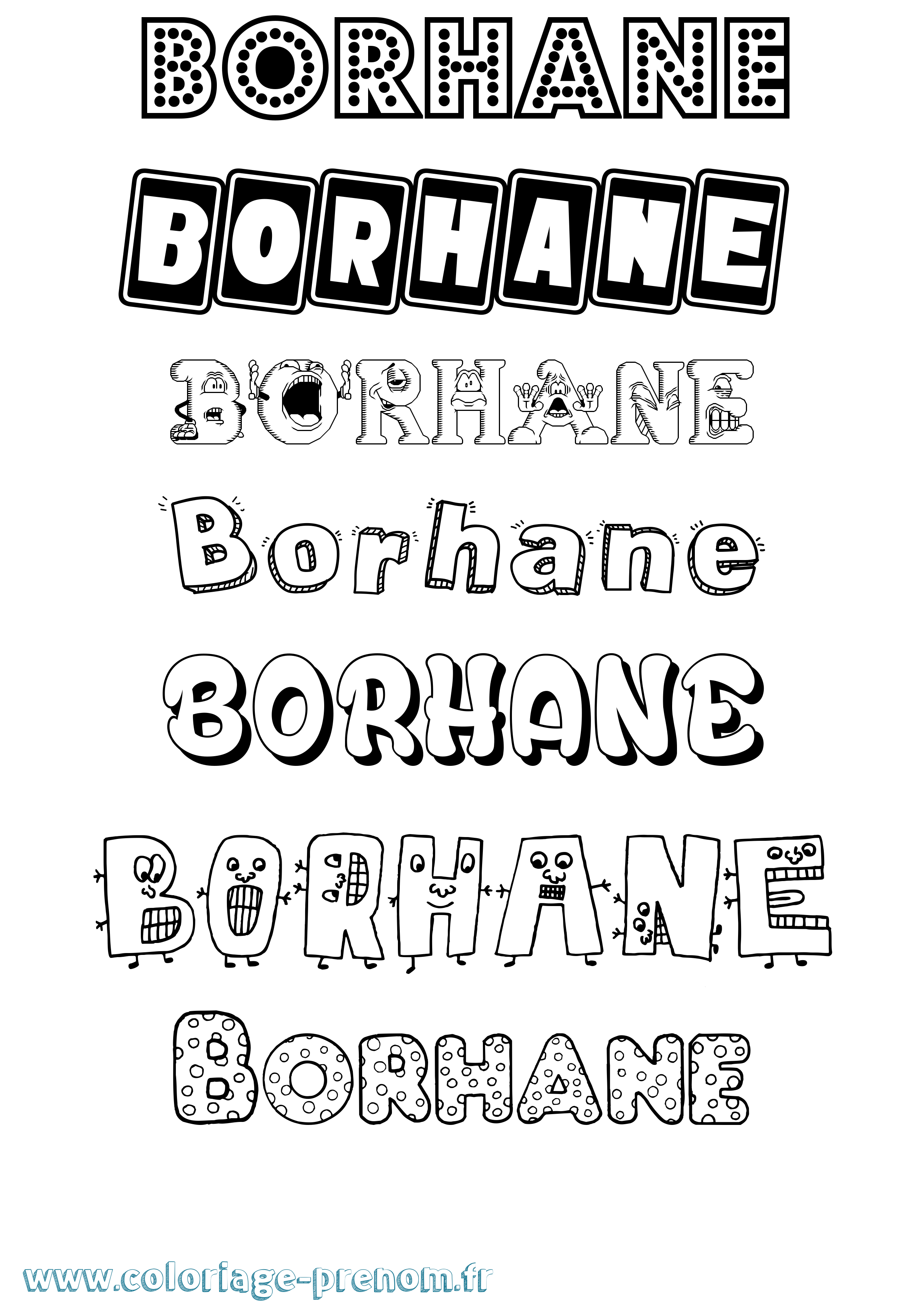Coloriage Borhane Fun Coloriage prénom Borhane Fun