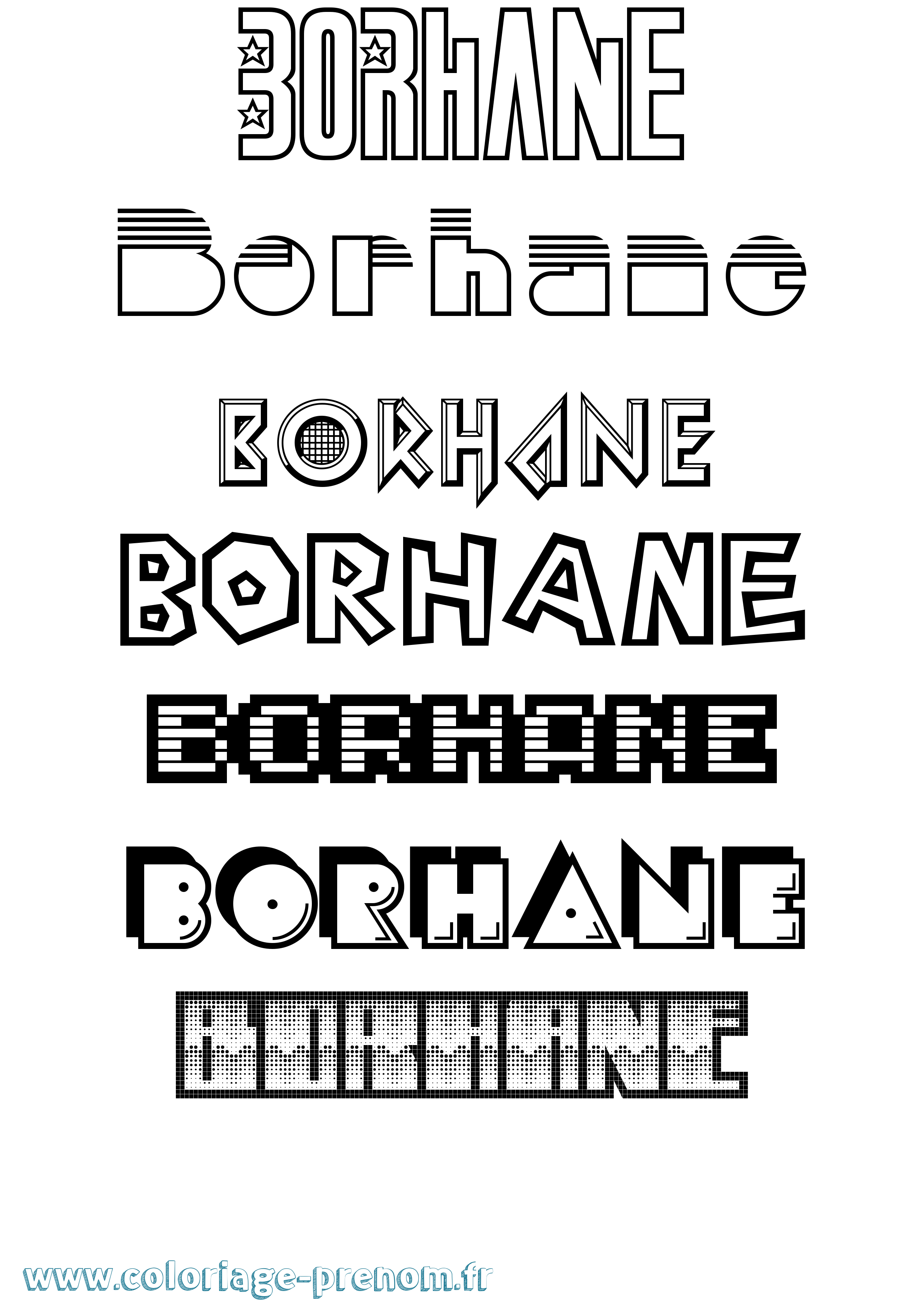 Coloriage Borhane Jeux Vidéos Coloriage prénom Borhane Jeux Vidéos