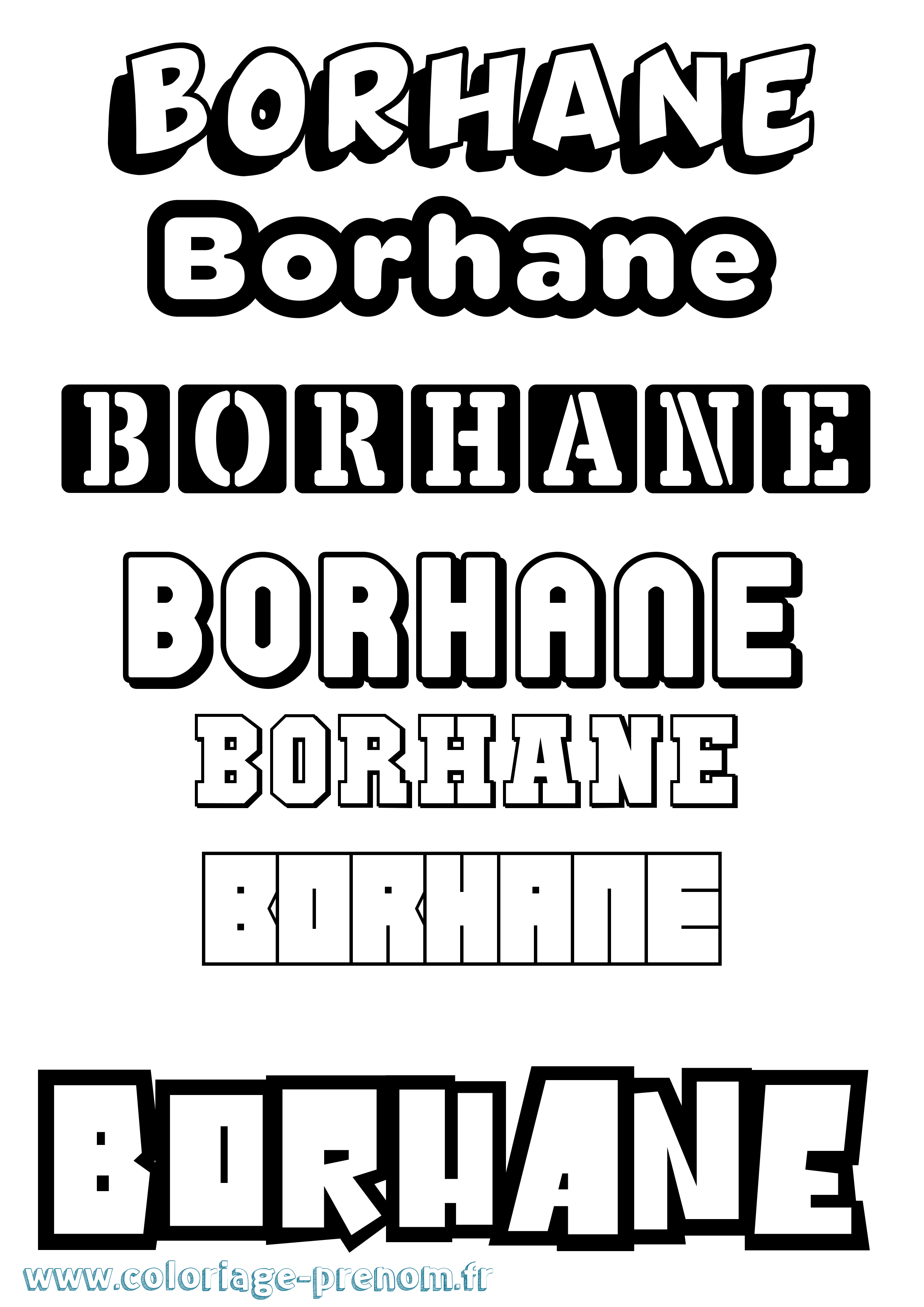 Coloriage Borhane Simple Coloriage prénom Borhane Simple