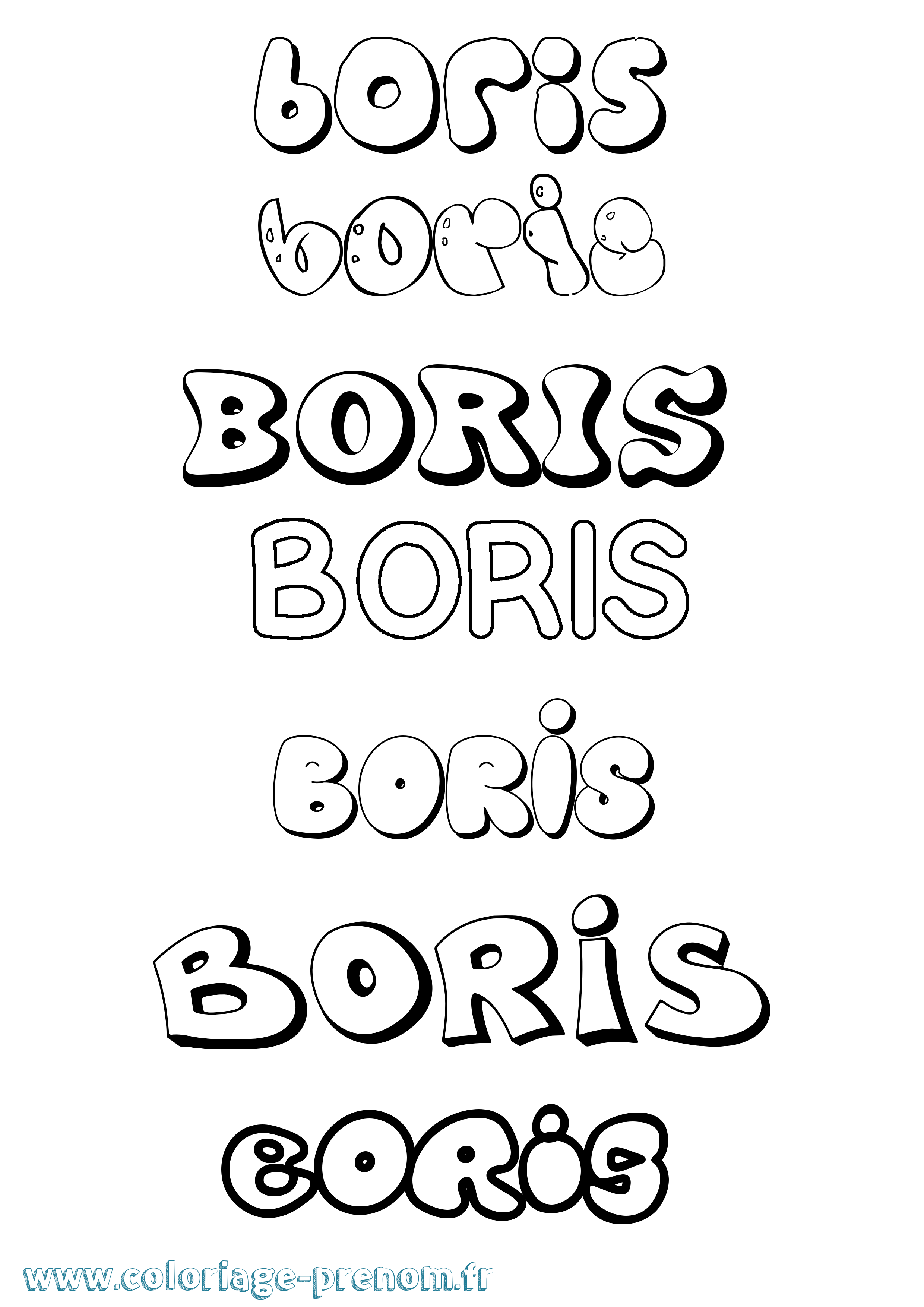 Coloriage prénom Boris Bubble