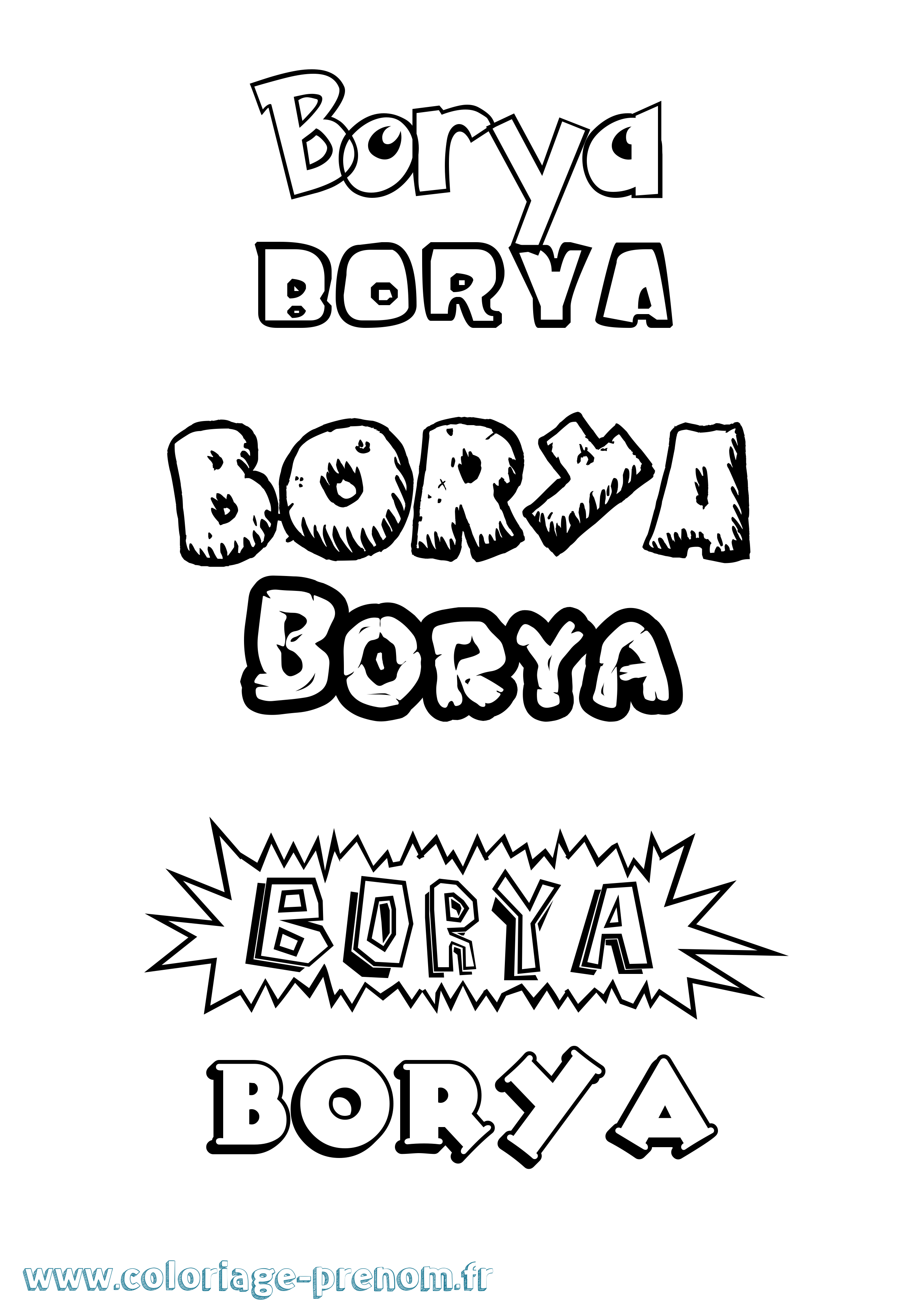 Coloriage prénom Borya Dessin Animé