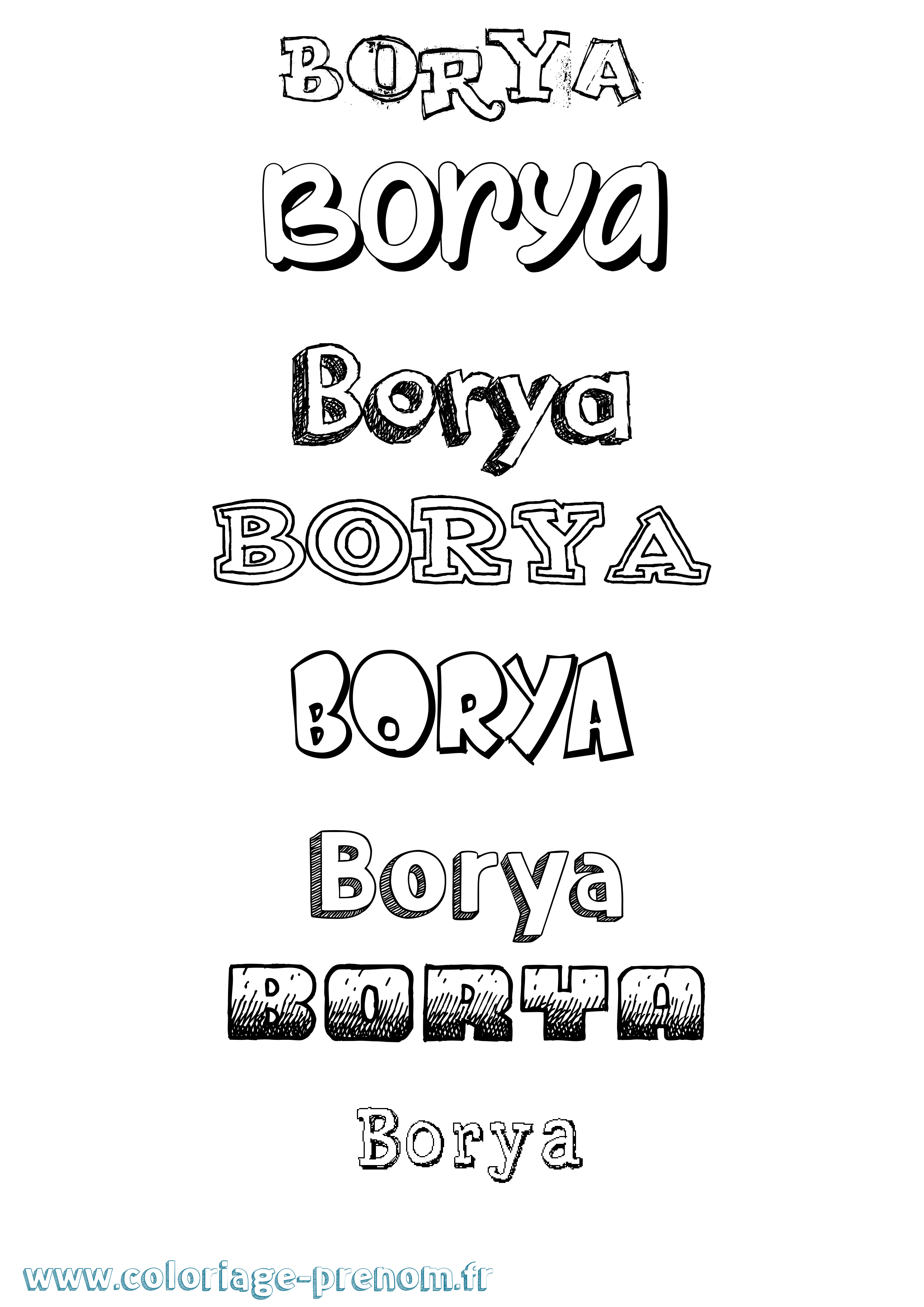 Coloriage prénom Borya Dessiné